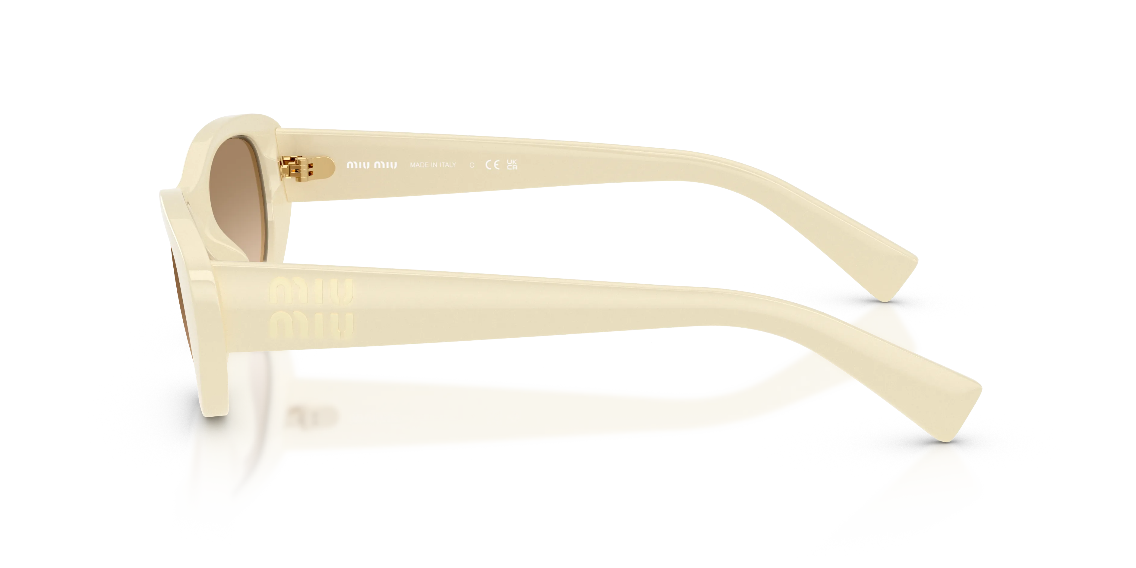 Miu Miu MU C03SU 24R20S Occhiali da sole Acetato Bianco Giallo Cat Eye Normale Sfumato - immagine 4