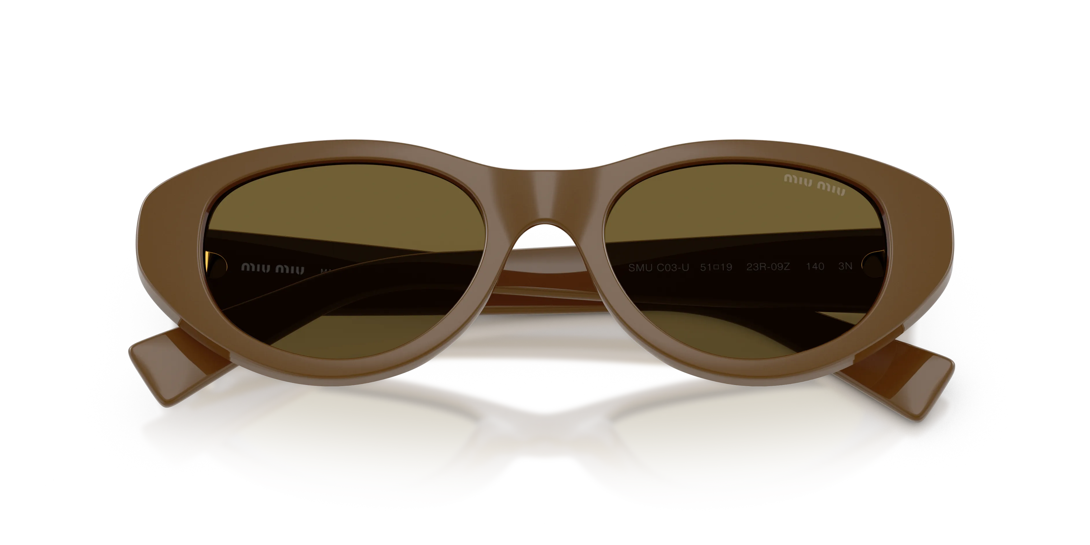 Miu Miu MU C03SU 23R09Z Occhiali da sole Acetato Verde Marrone Cat Eye Normale - immagine 2