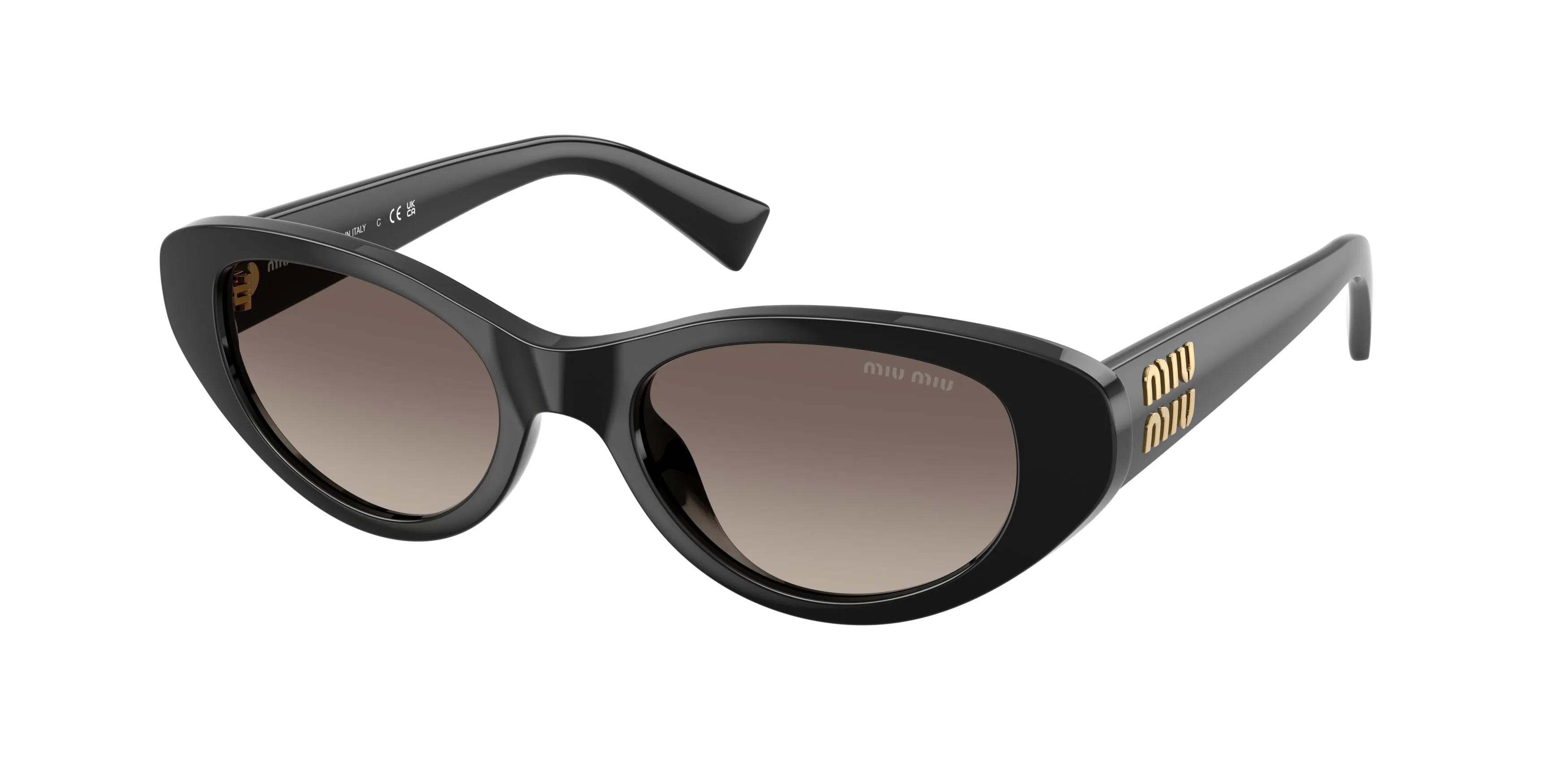 Miu Miu MU C03SU 1AB30S Occhiali da sole Acetato Nero Grigio Cat Eye Normale Sfumato - immagine 1