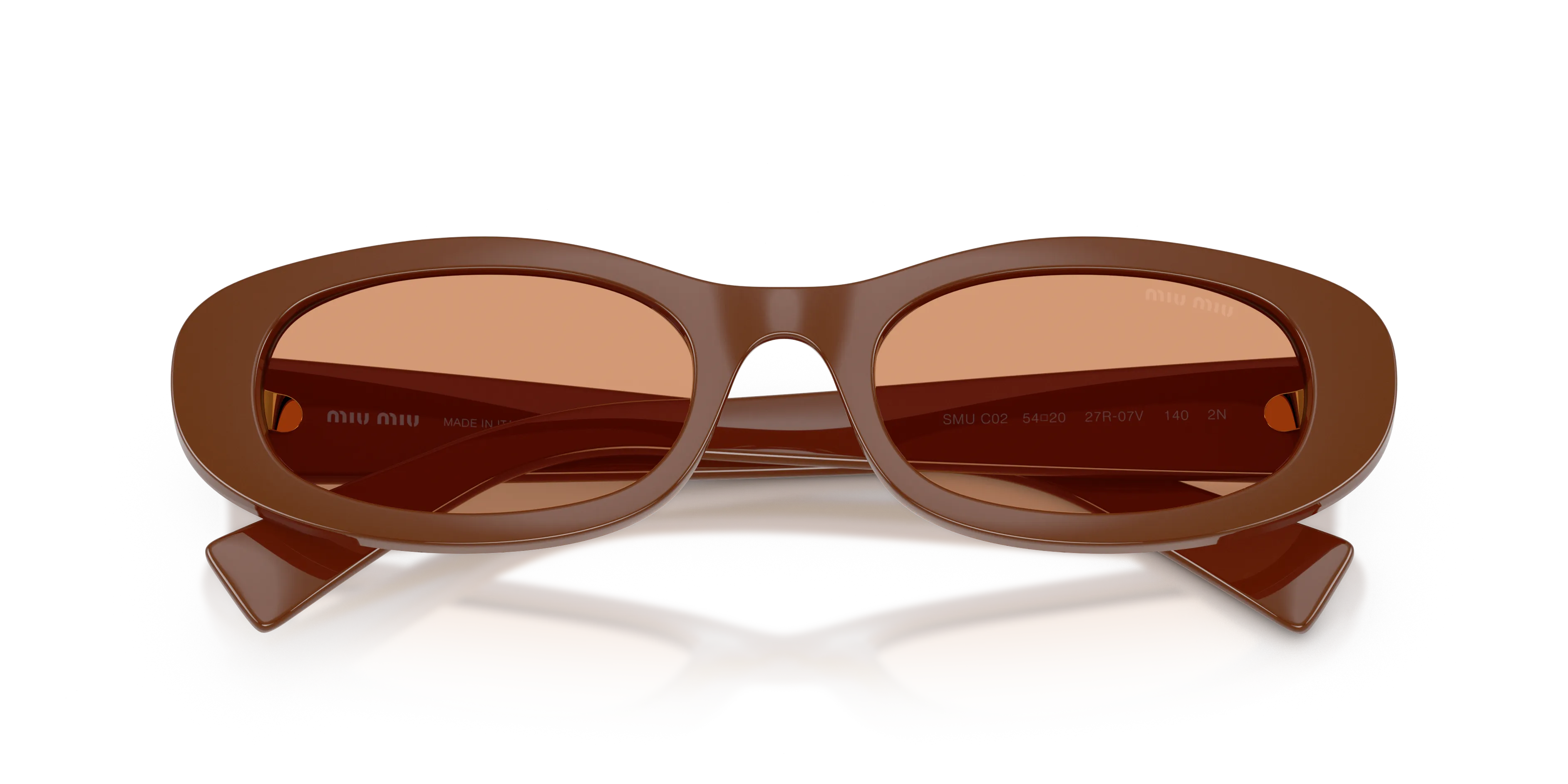 Miu Miu MU C02S 27R07V Occhiali da sole Acetato Rosso Arancione Rotonda Normale - immagine 2