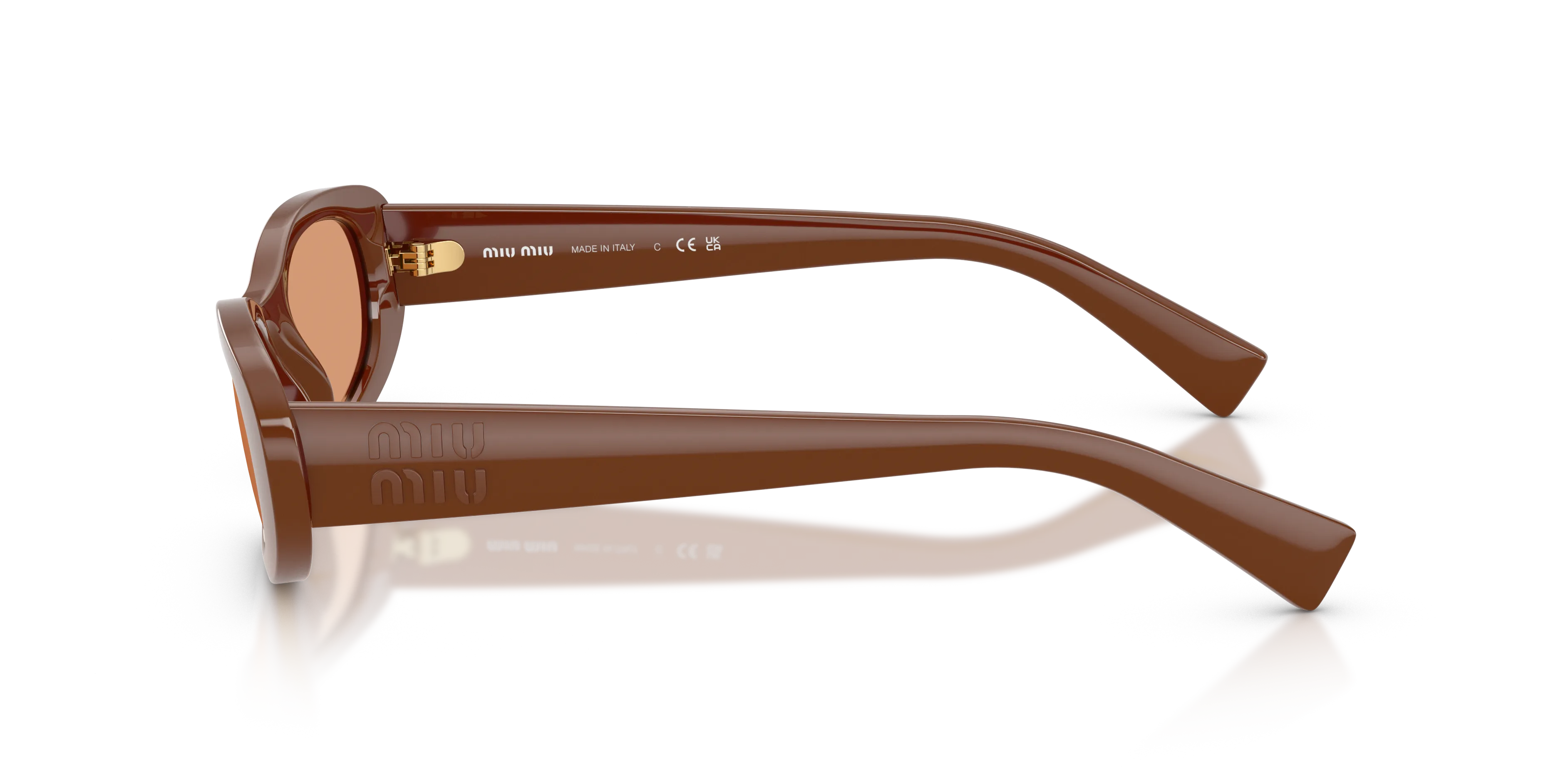 Miu Miu MU C02S 27R07V Occhiali da sole Acetato Rosso Arancione Rotonda Normale - immagine 4