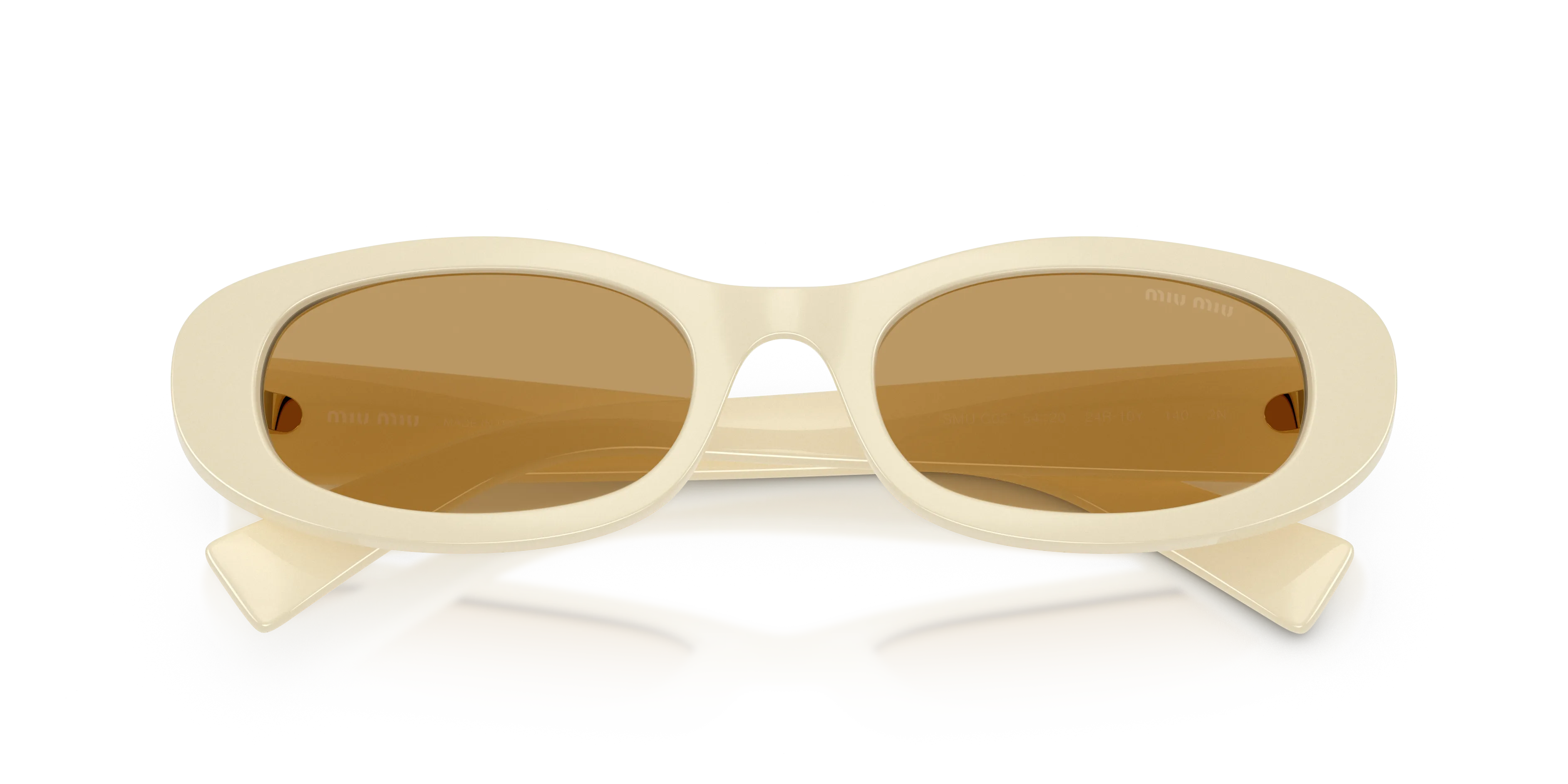 Miu Miu MU C02S 24R10Y Occhiali da sole Acetato Bianco Marrone Rotonda Normale - immagine 2