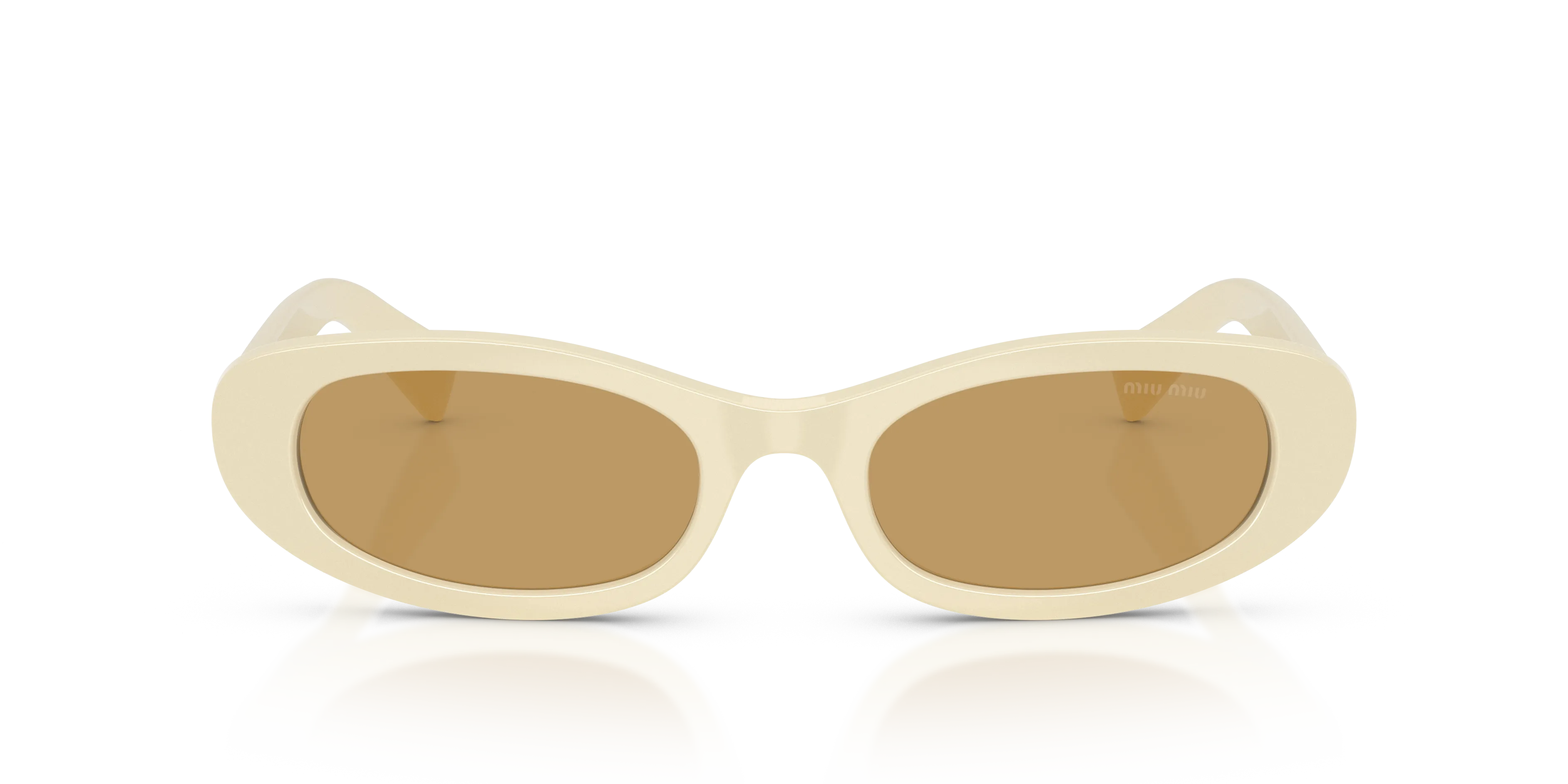 Miu Miu MU C02S 24R10Y Occhiali da sole Acetato Bianco Marrone Rotonda Normale - immagine 3