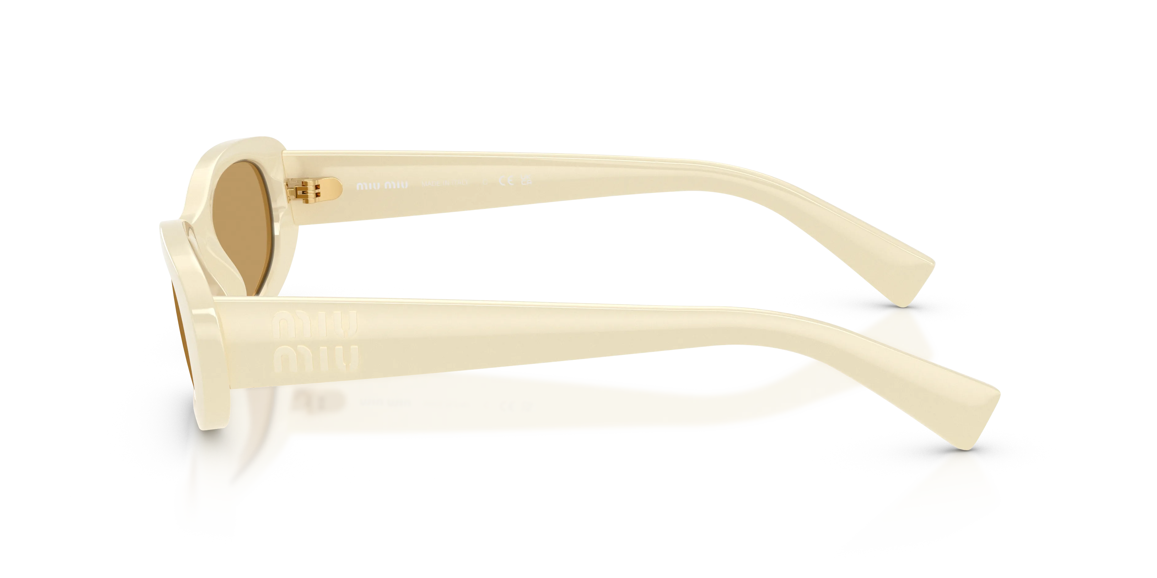 Miu Miu MU C02S 24R10Y Occhiali da sole Acetato Bianco Marrone Rotonda Normale - immagine 4