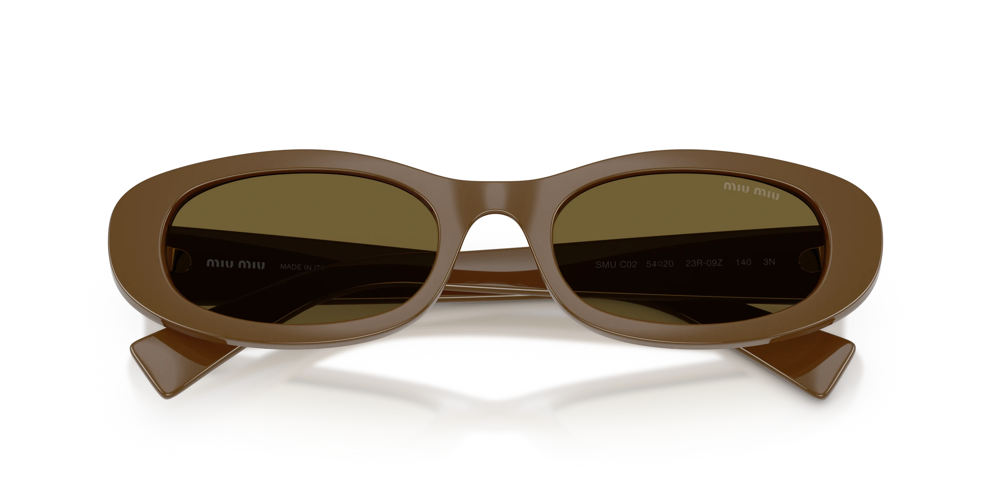 Miu Miu MU C02S 23R09Z Occhiali da sole Acetato Verde Marrone Rotonda Normale - immagine 2