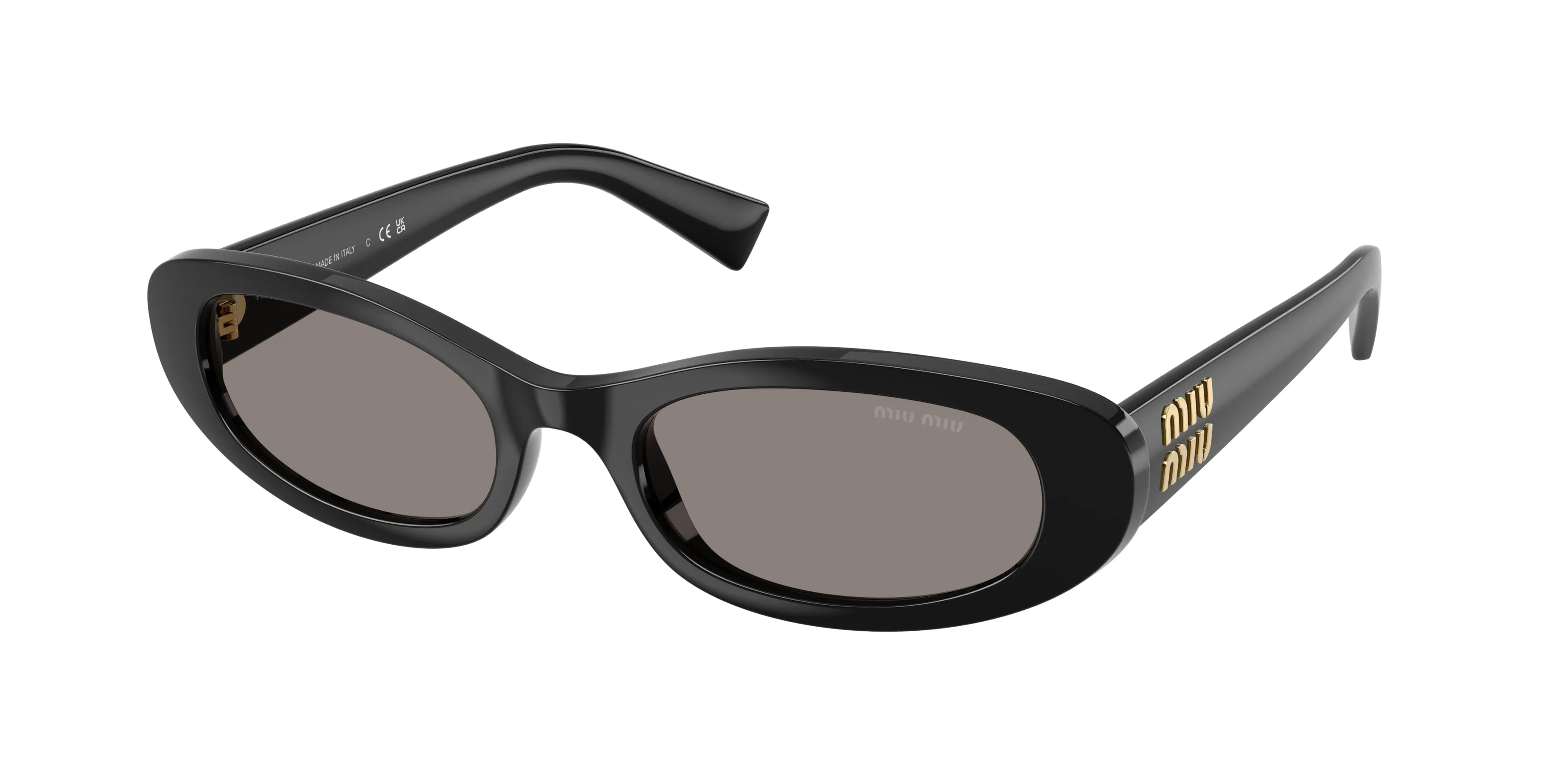 Miu Miu MU C02S 1AB80Q Occhiali da sole Acetato Nero Grigio Rotonda Normale - immagine 1