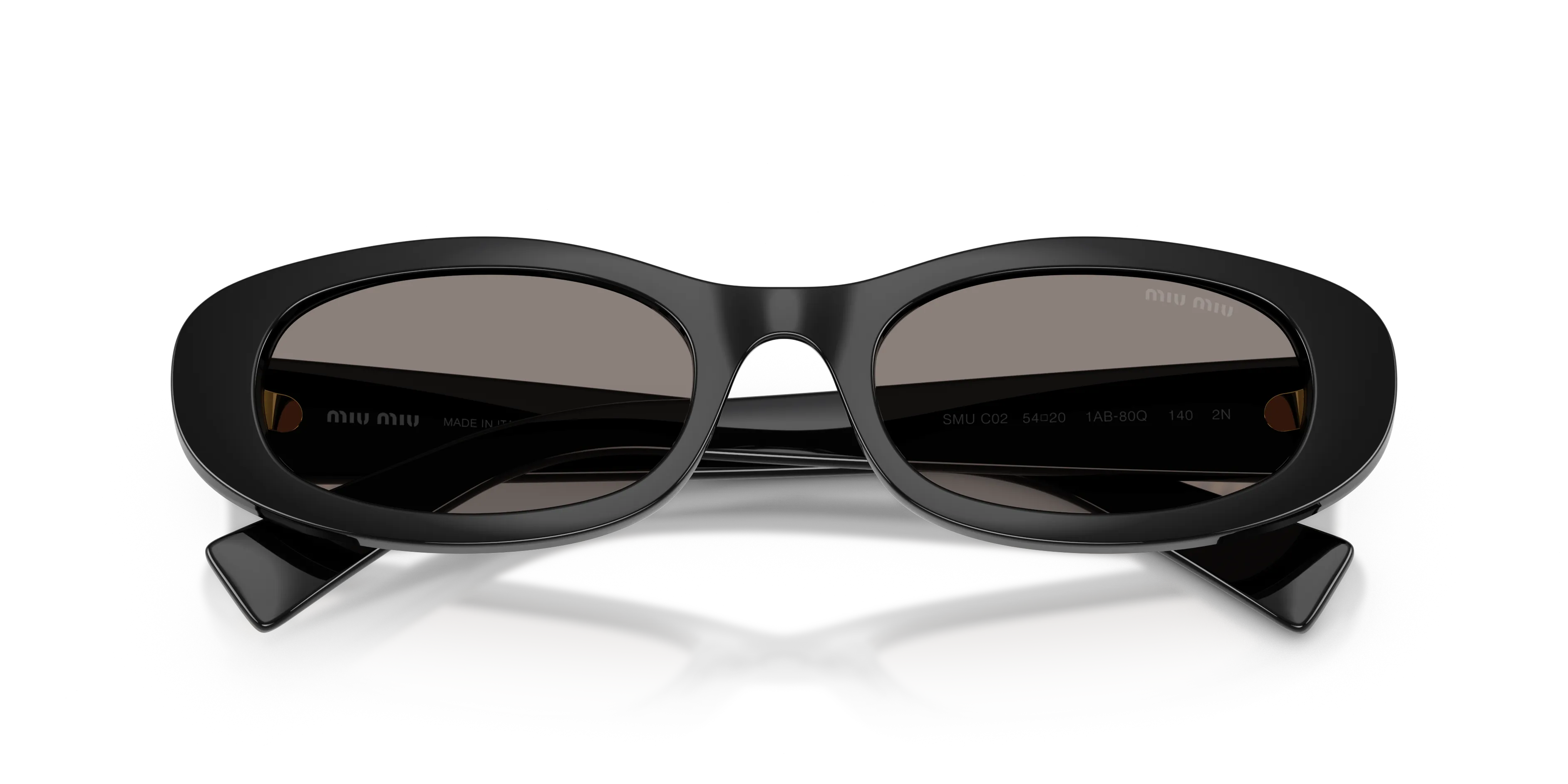 Miu Miu MU C02S 1AB80Q Occhiali da sole Acetato Nero Grigio Rotonda Normale - immagine 2