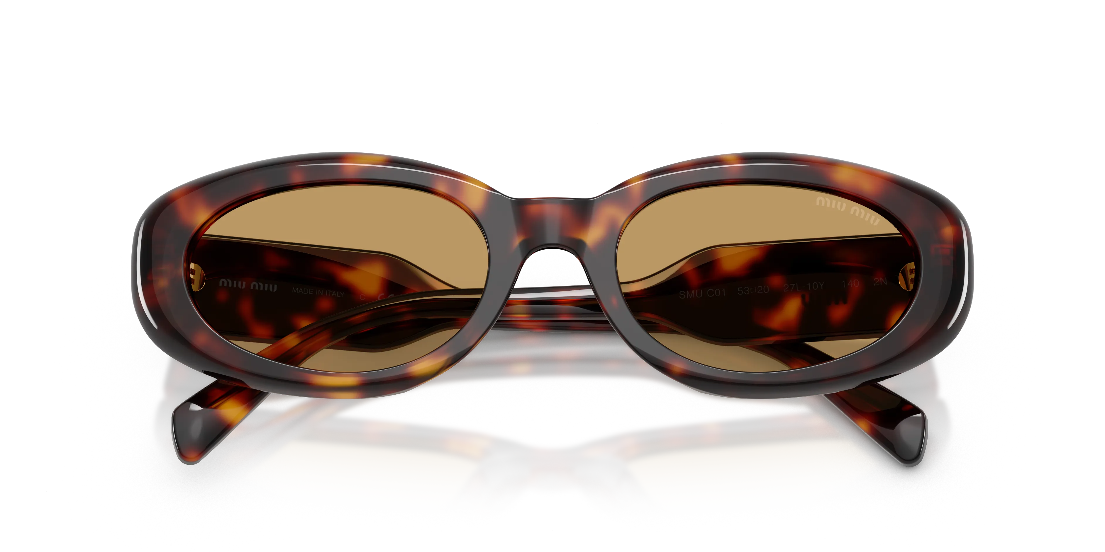Miu Miu MU C01S 27L10Y Occhiali da sole Acetato Tartaruga Marrone Rotonda Normale - immagine 2