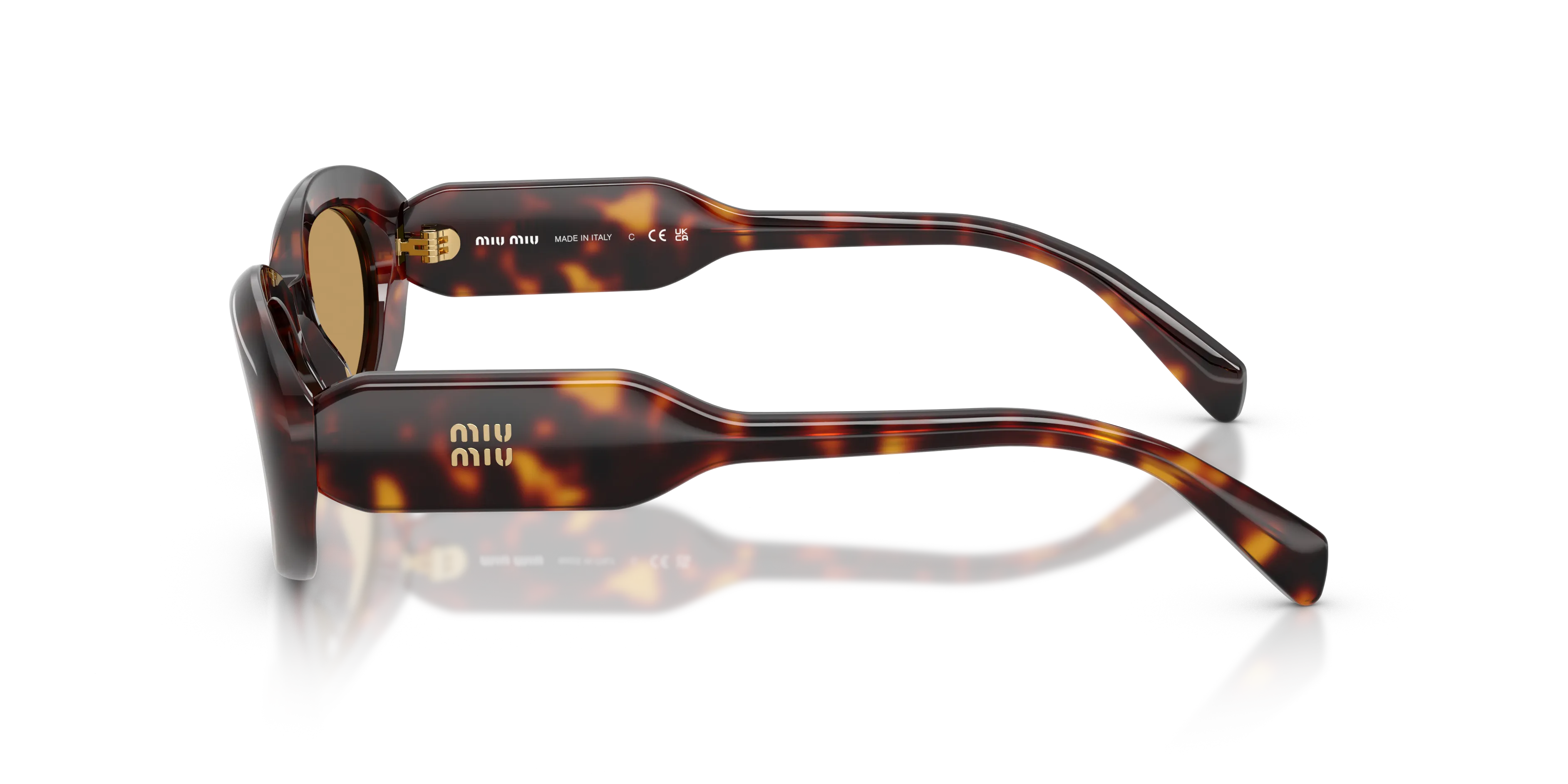 Miu Miu MU C01S 27L10Y Occhiali da sole Acetato Tartaruga Marrone Rotonda Normale - immagine 4