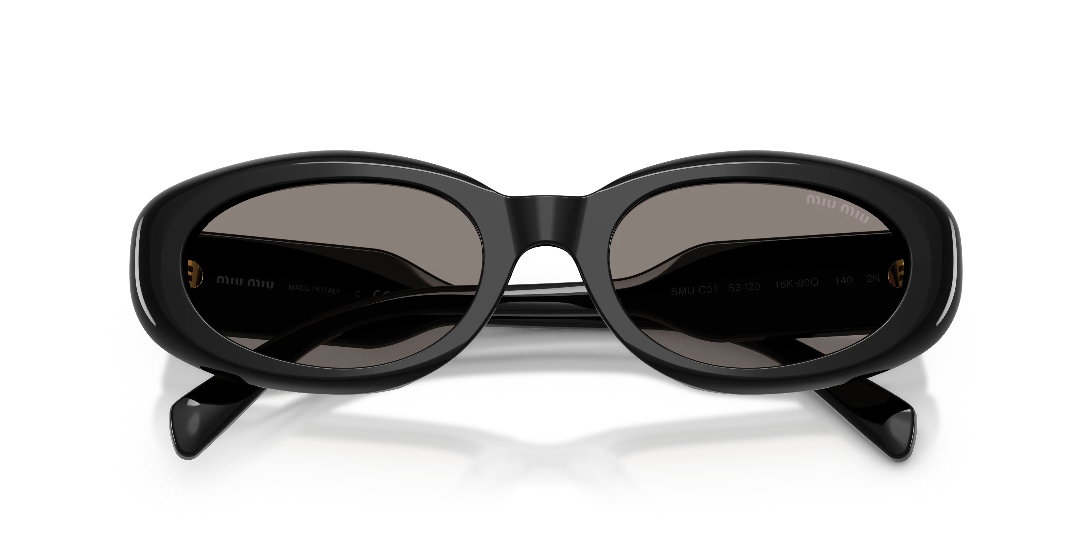 Miu Miu MU C01S 16K80Q Occhiali da sole Acetato Nero Grigio Rotonda Normale - immagine 2
