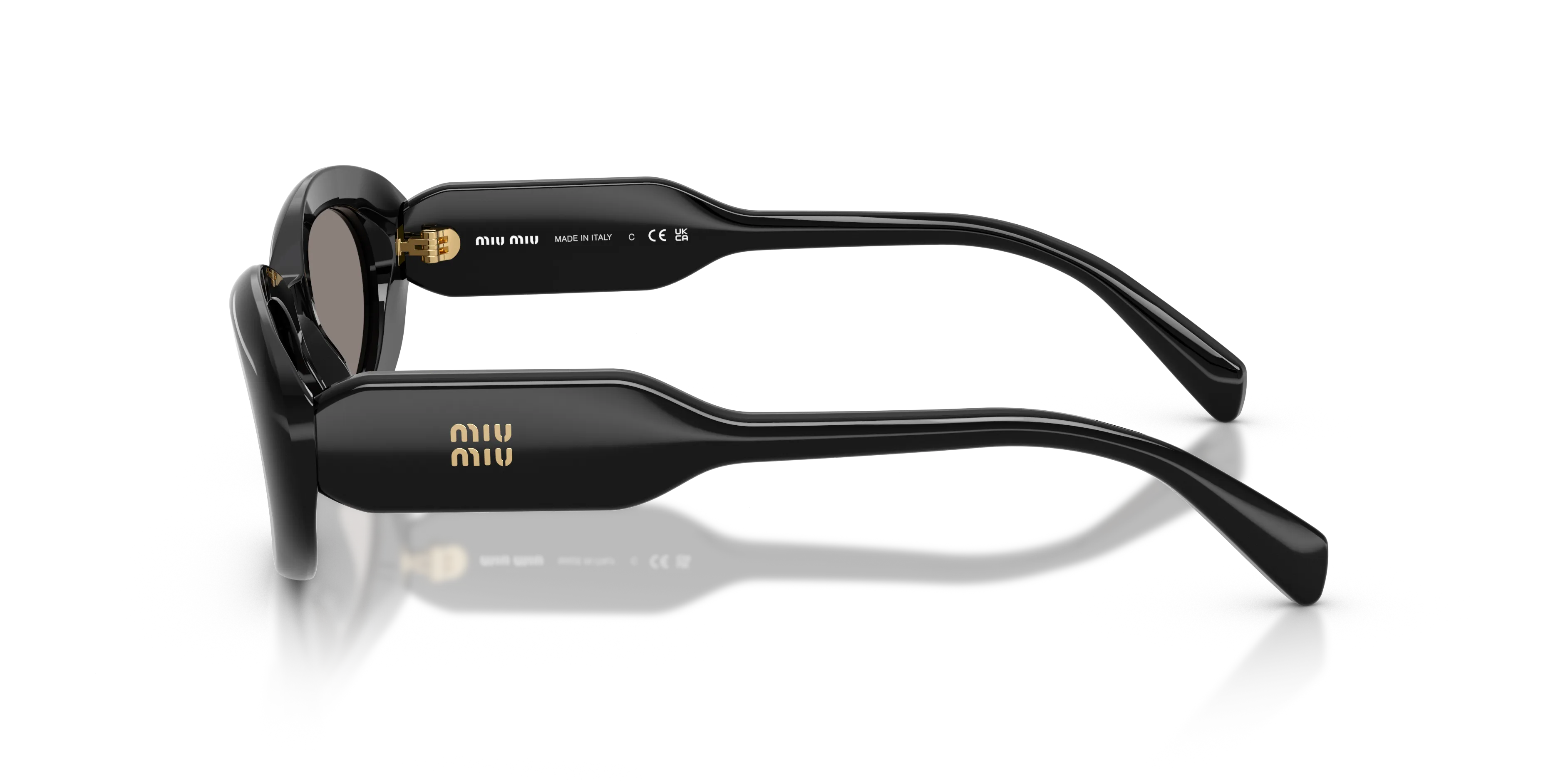 Miu Miu MU C01S 16K80Q Occhiali da sole Acetato Nero Grigio Rotonda Normale - immagine 4