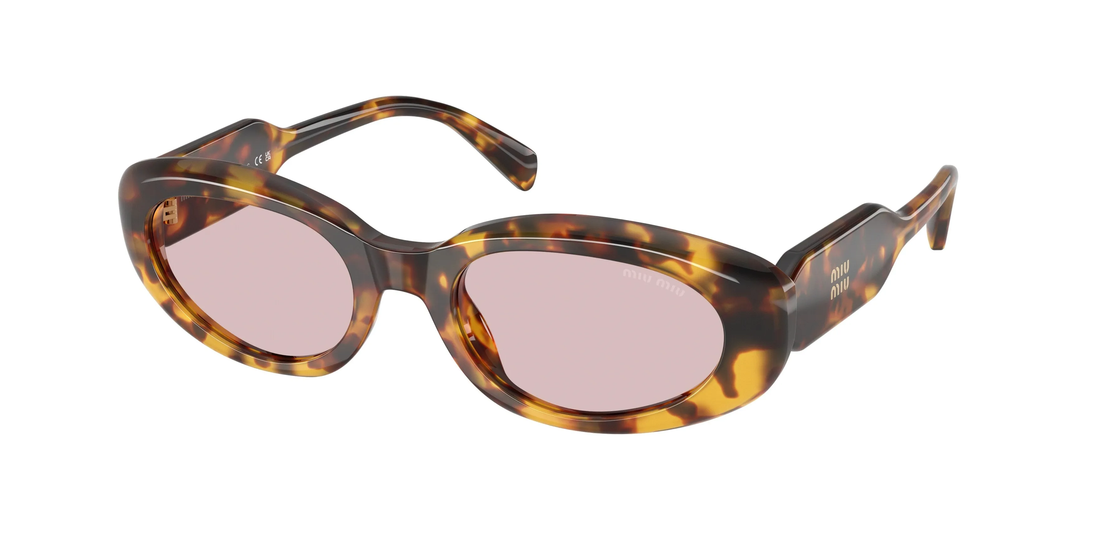 Miu Miu MU C01S 14L4I0 Occhiali da sole Acetato Tartaruga Rosa Rotonda Normale - immagine 1