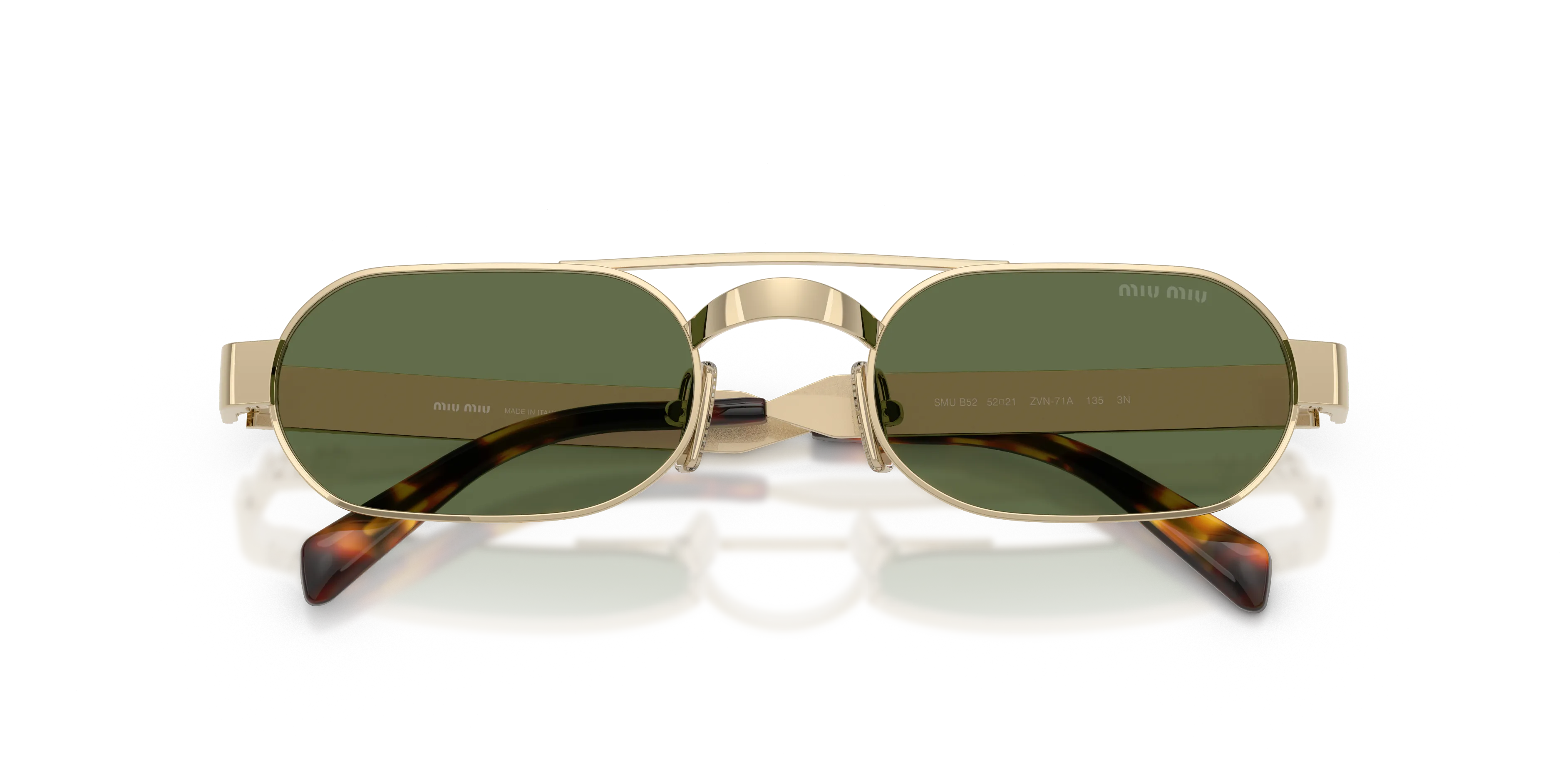 Miu Miu MU B52S ZVN71A Occhiali da sole Metallo Oro Verde Rotonda Normale - immagine 2