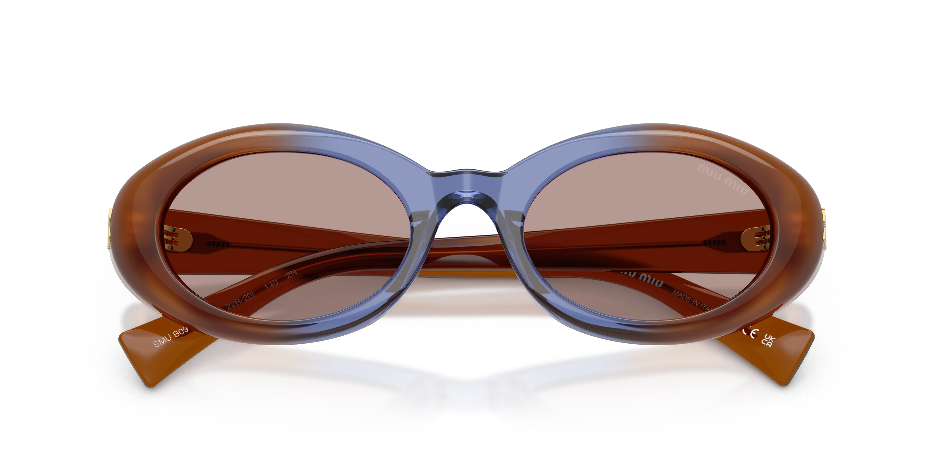 Miu Miu MU B09S 22R20I Occhiali da sole Acetato Marrone Marrone Rotonda Normale - immagine 2