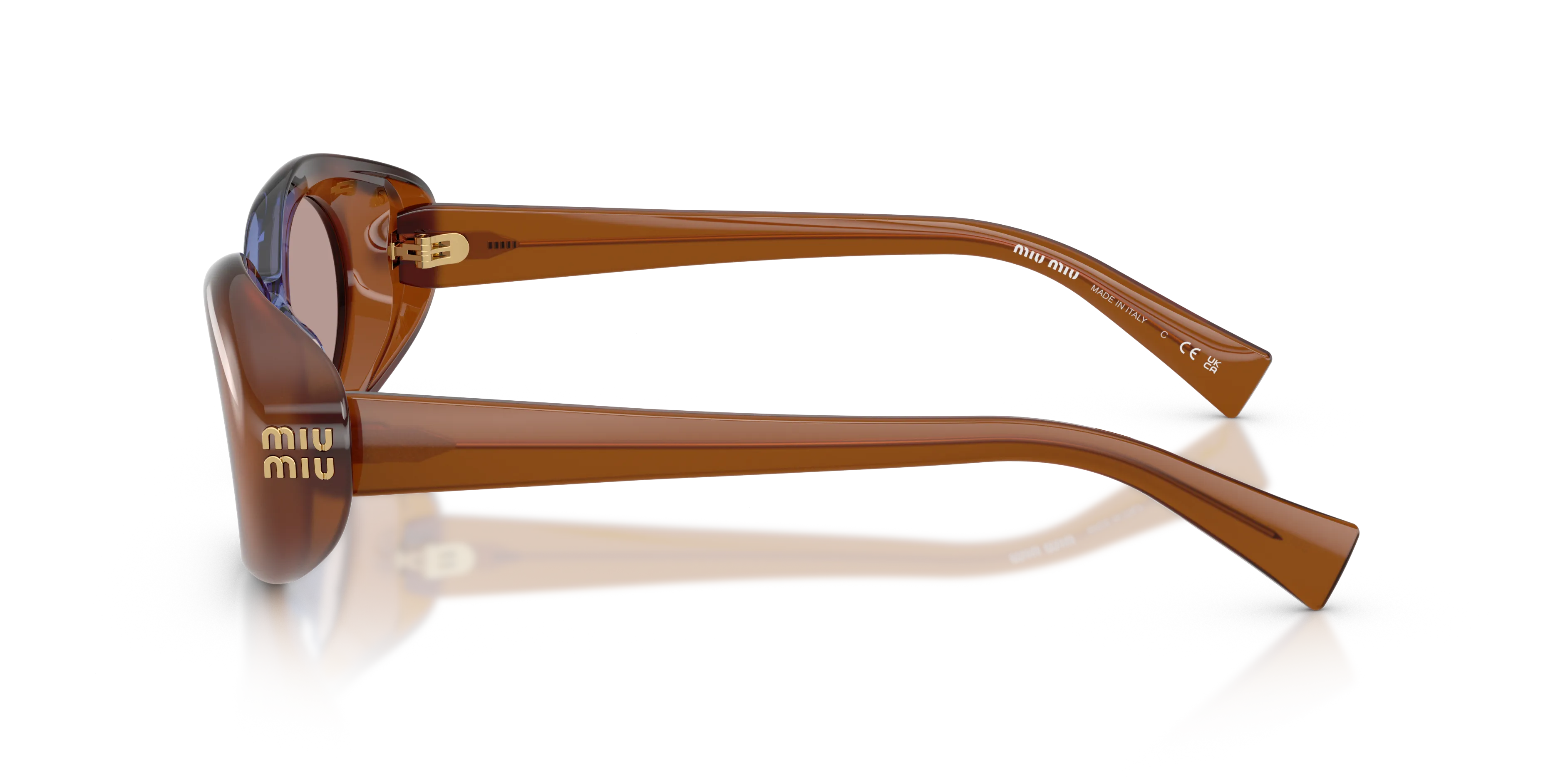 Miu Miu MU B09S 22R20I Occhiali da sole Acetato Marrone Marrone Rotonda Normale - immagine 4