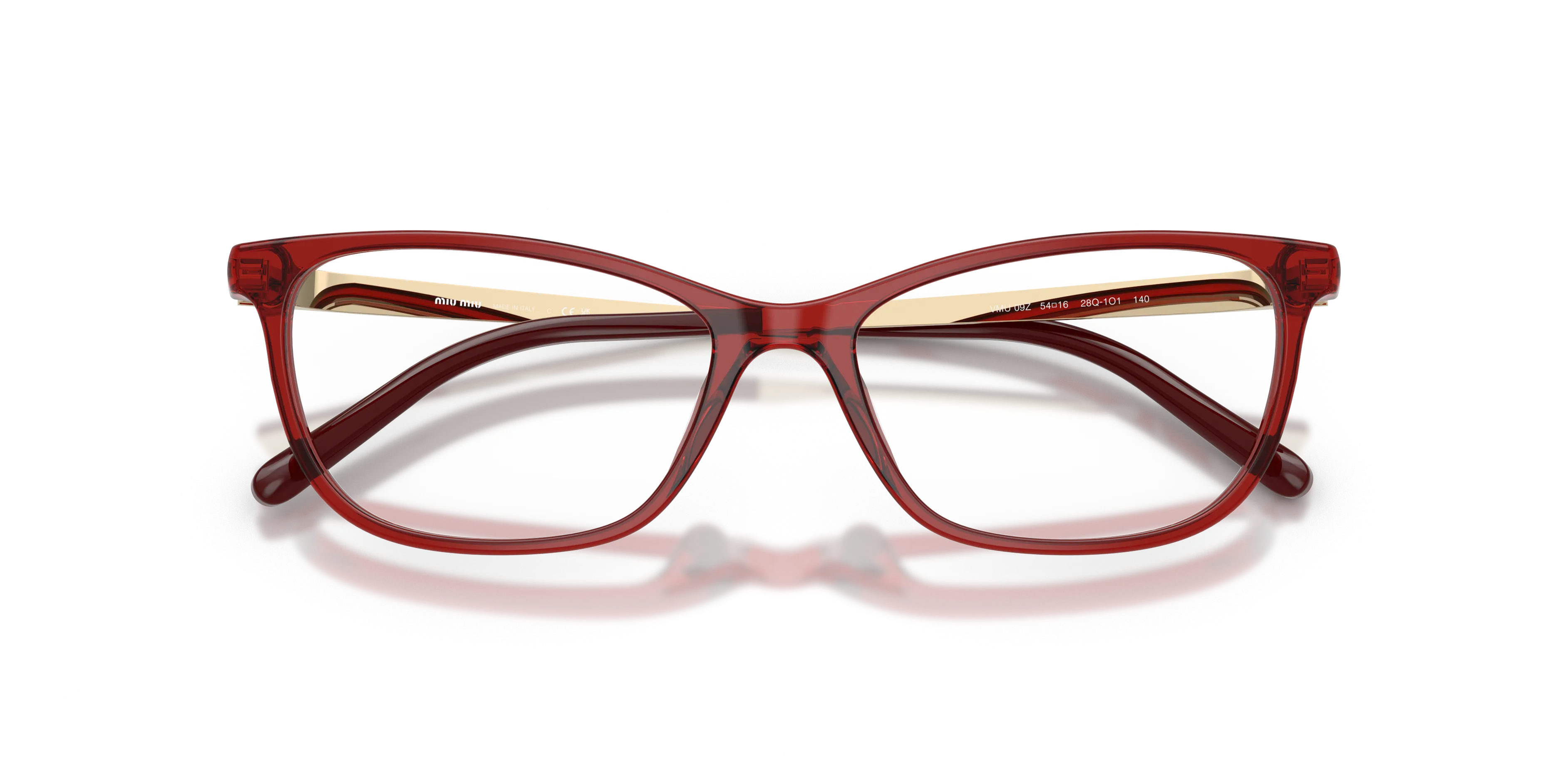 Miu Miu MU 09ZV 28Q1O1 Montature da vista Acetato Rosso Trasparente Cat Eye Normale - immagine 2