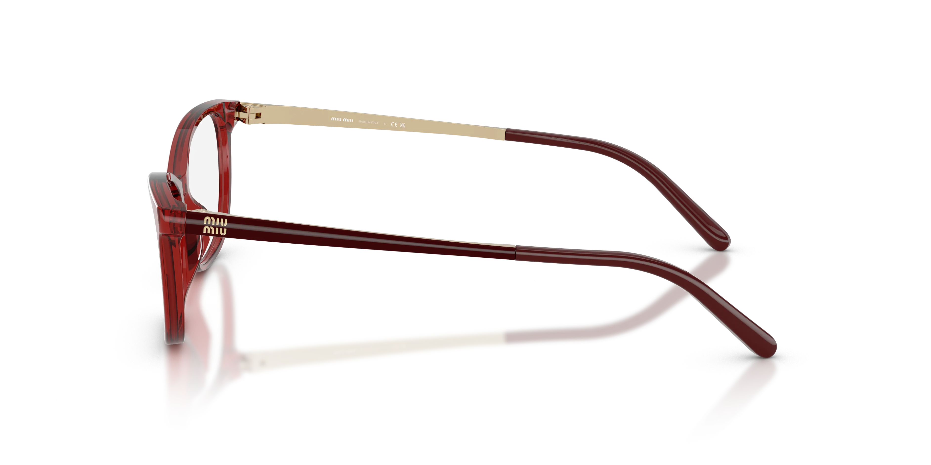 Miu Miu MU 09ZV 28Q1O1 Montature da vista Acetato Rosso Trasparente Cat Eye Normale - immagine 4