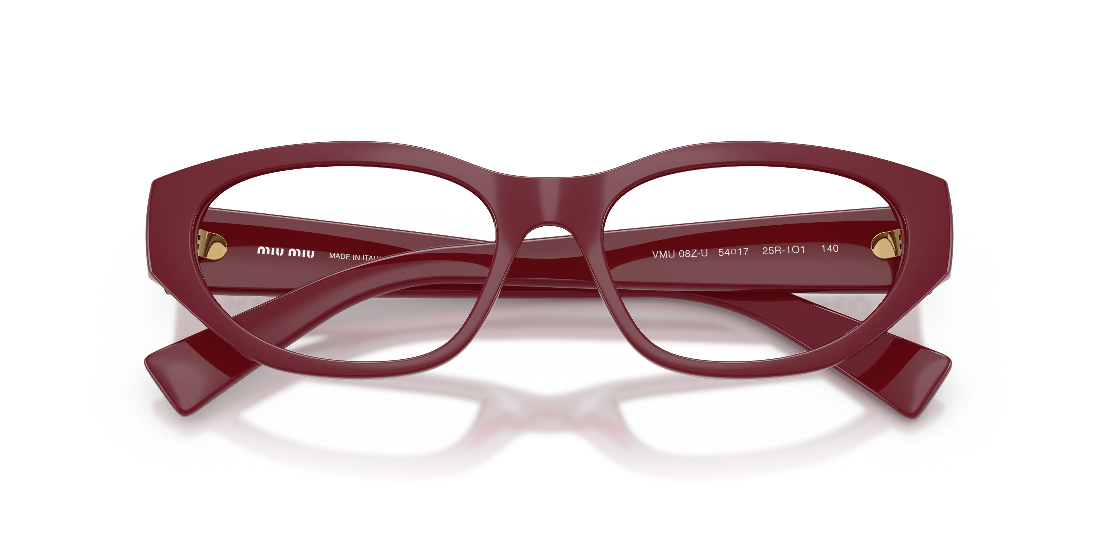 Miu Miu MU 08ZVU 25R1O1 Montature da vista Iniettato Rosso Trasparente Geometrica Normale - immagine 2