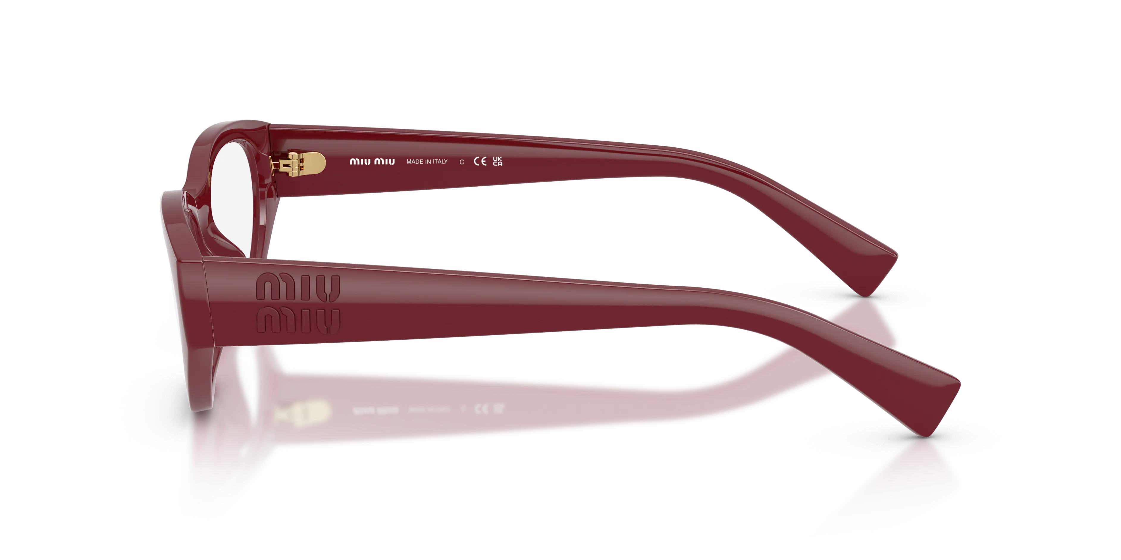 Miu Miu MU 08ZVU 25R1O1 Montature da vista Iniettato Rosso Trasparente Geometrica Normale - immagine 4