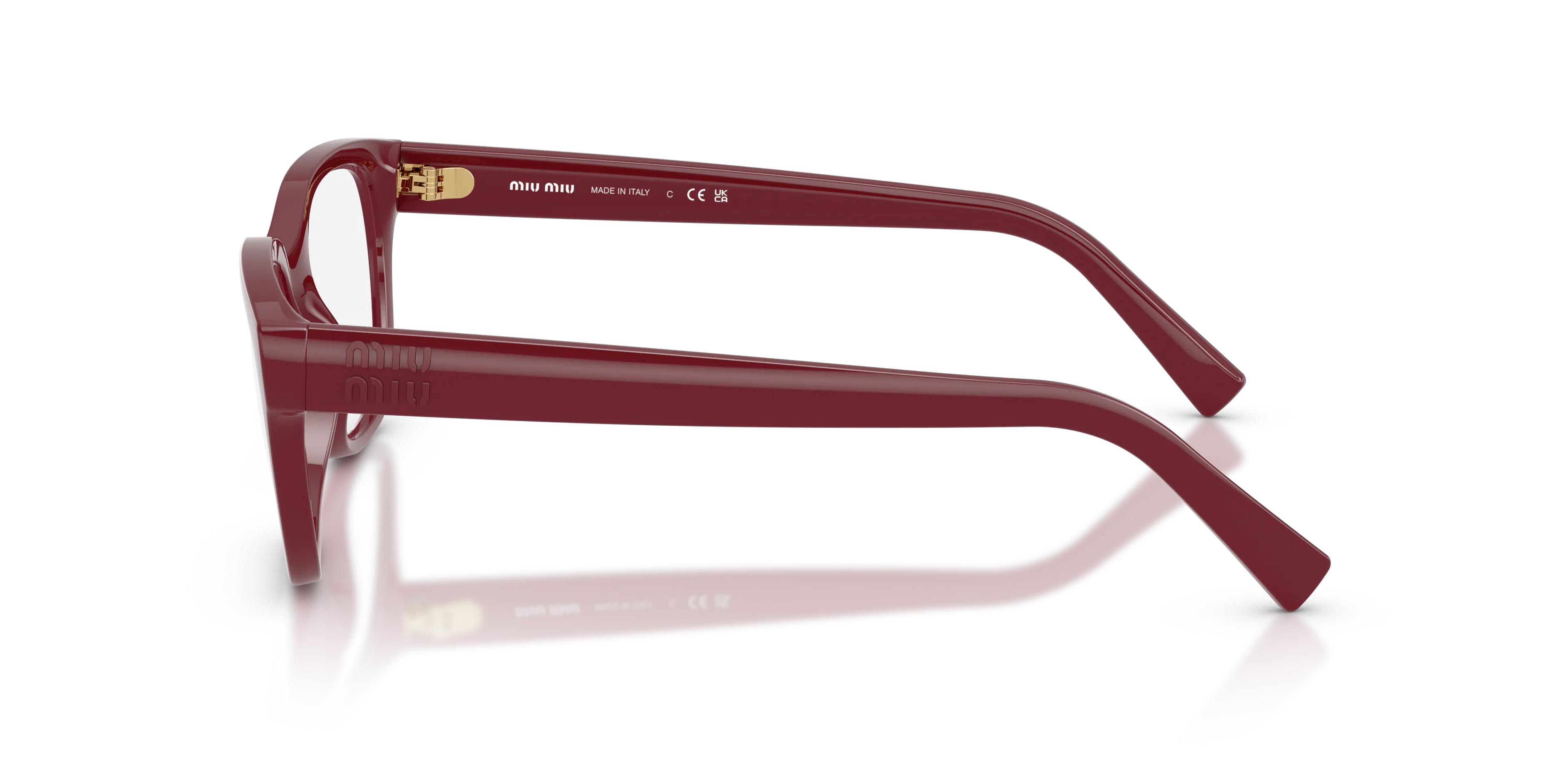 Miu Miu MU 07ZV 25R1O1 Montature da vista Iniettato Rosso Trasparente Squadrata Normale - immagine 4