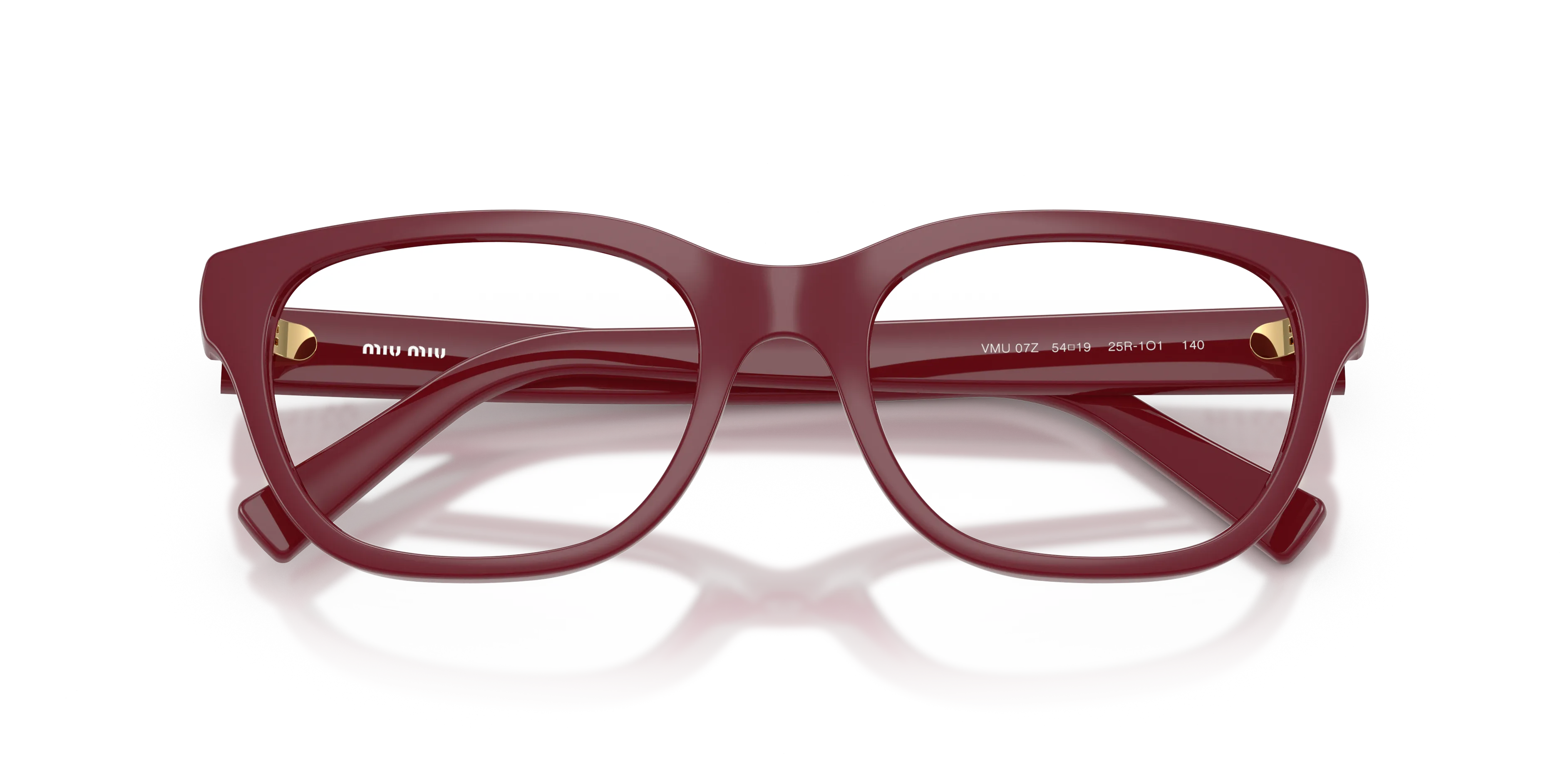 Miu Miu MU 07ZV 25R1O1 Montature da vista Iniettato Rosso Trasparente Squadrata Normale - immagine 2