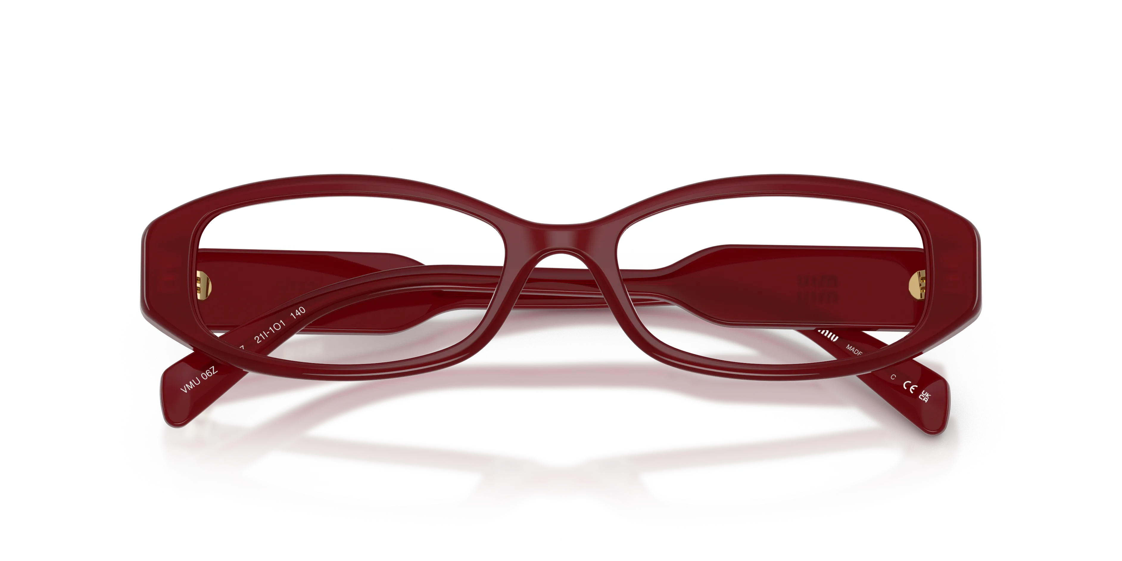 Miu Miu MU 06ZV 21I1O1 Montature da vista Acetato Rosso Trasparente Squadrata Normale - immagine 2