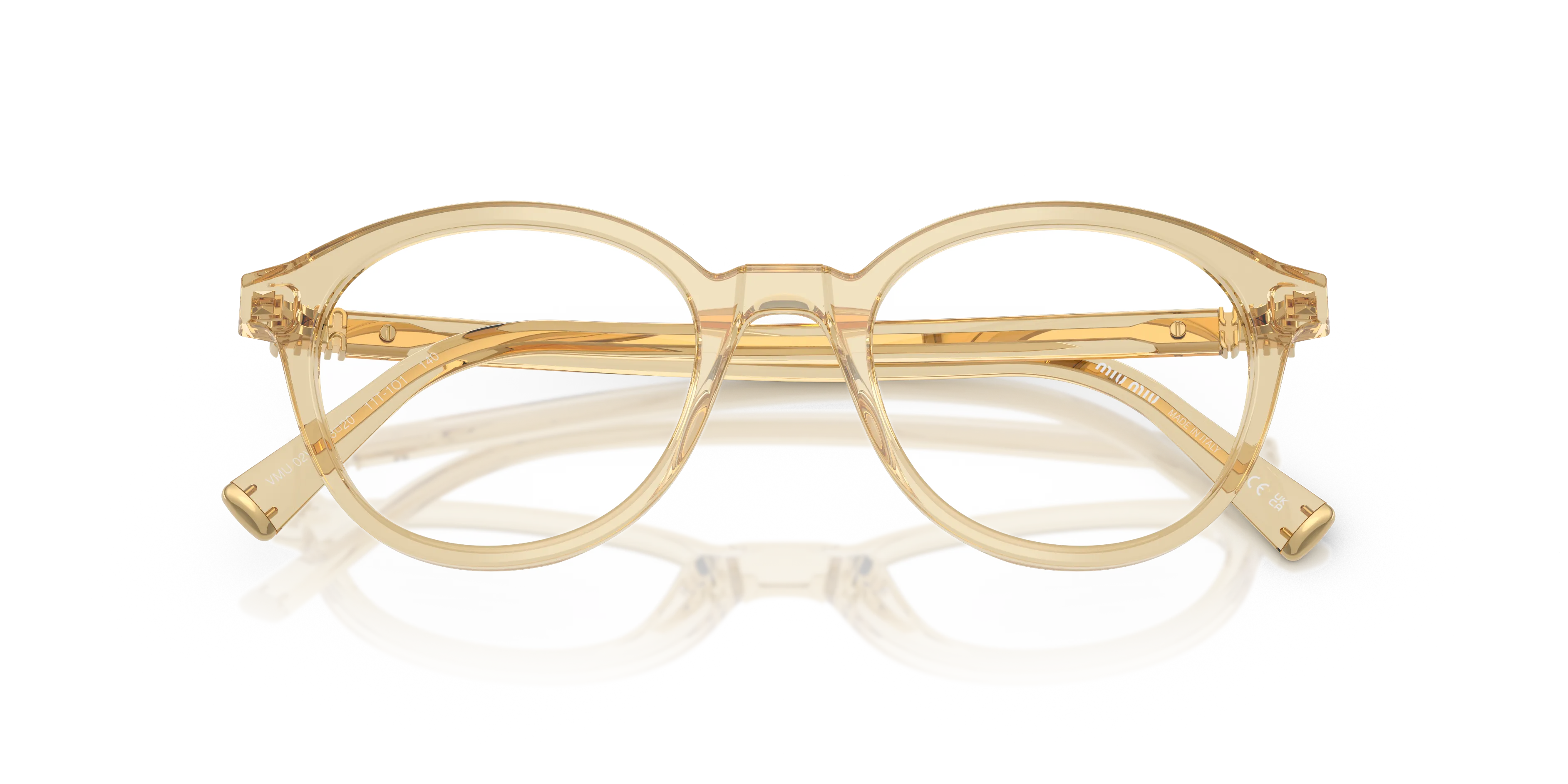 Miu Miu MU 02WV 11T1O1 Montature da vista Acetato Marrone Trasparente Rotonda Normale - immagine 2