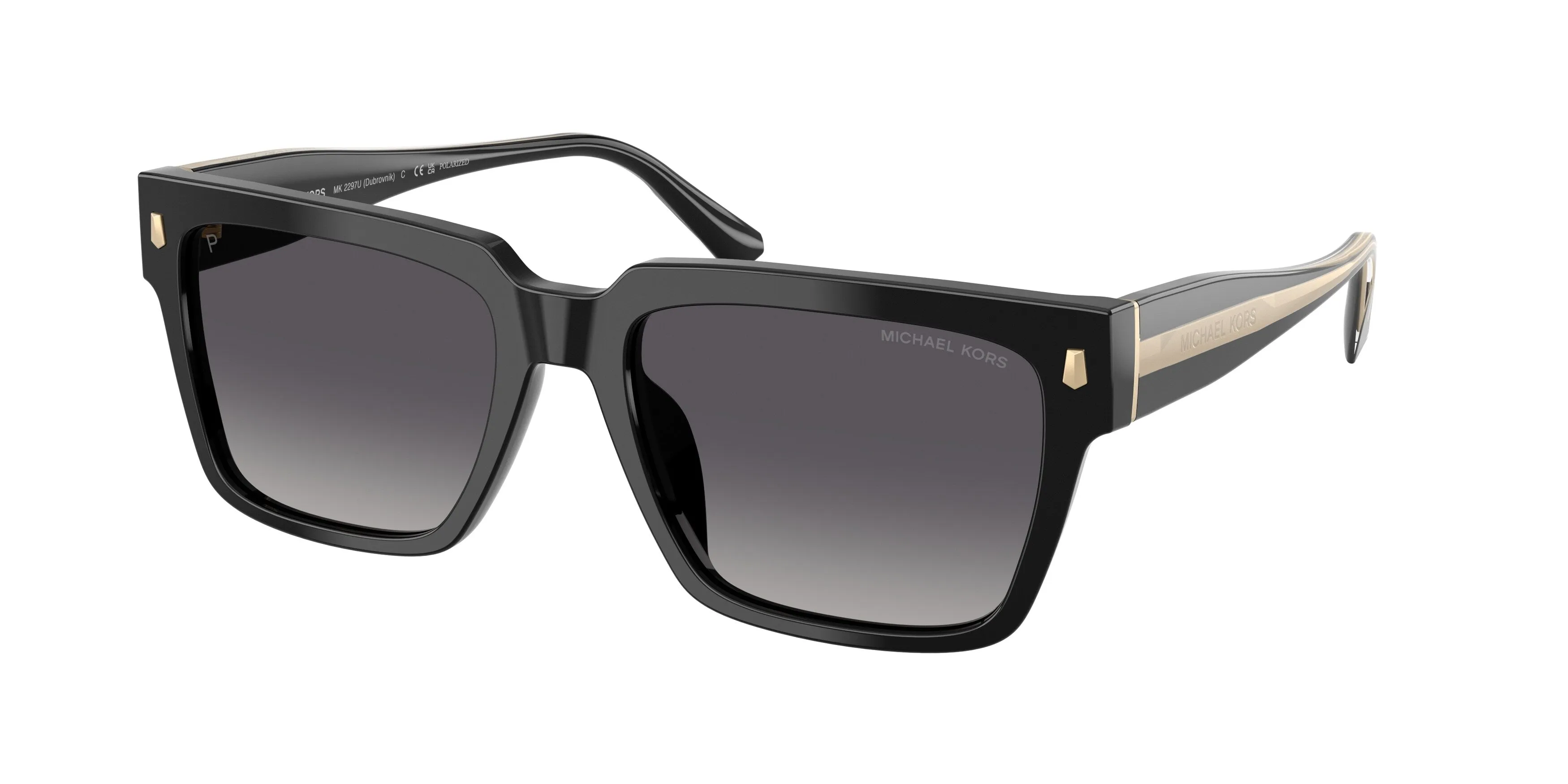 Michael Kors MK2297U DUBROVNIK 3005T3 Occhiali da sole Acetato Nero Grigio Squadrata Polarizzata Sfumato - immagine 1