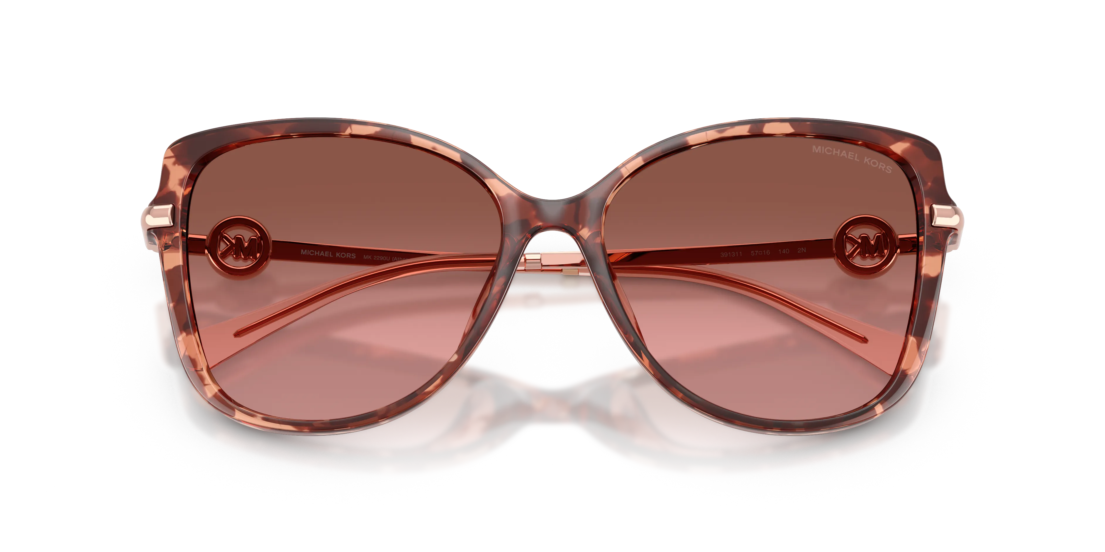 Michael Kors MK2290U ATHENS 391311 Occhiali da sole Iniettato Tartaruga Marrone Farfalla Normale Sfumato - immagine 2