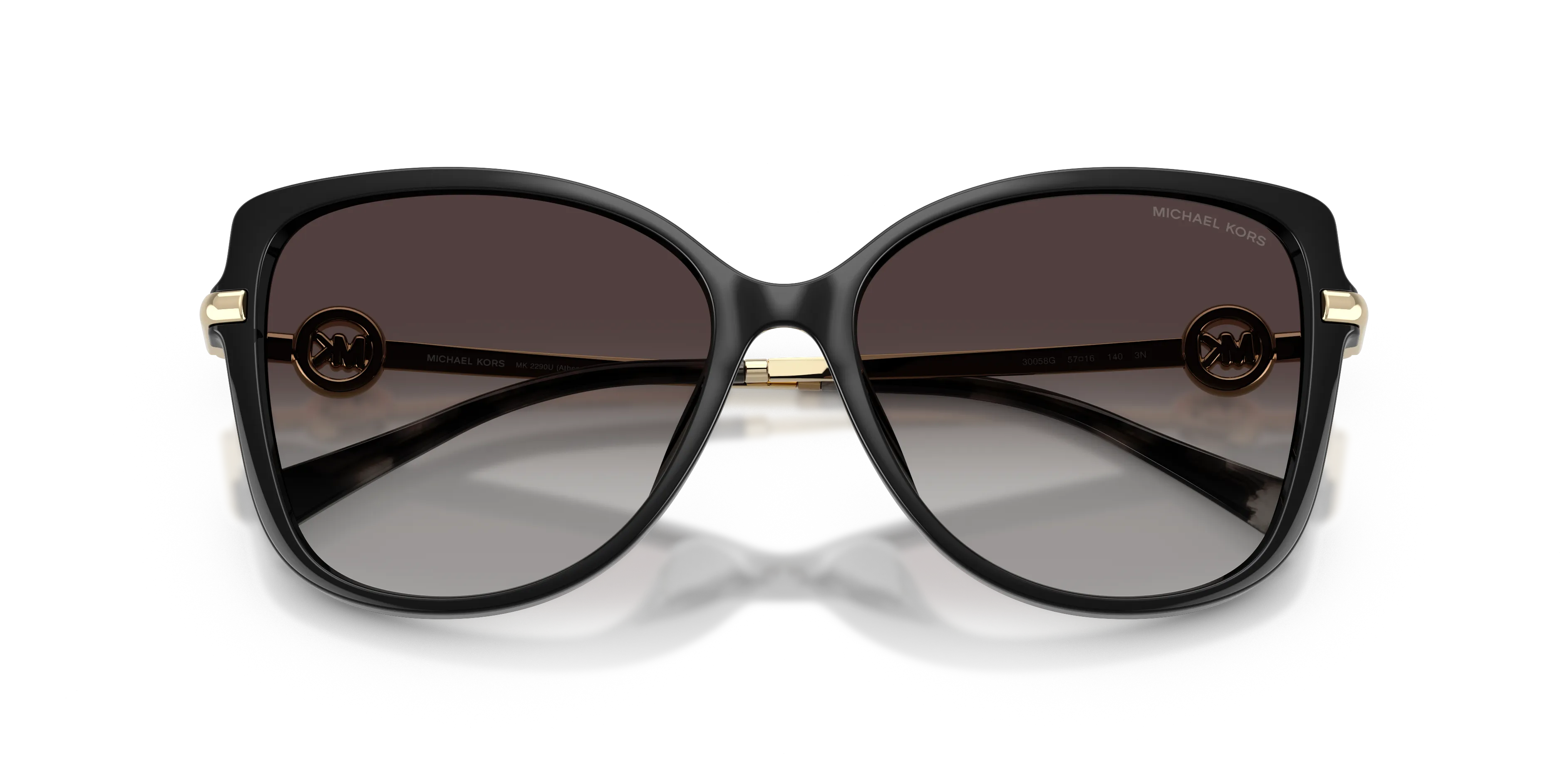 Michael Kors MK2290U ATHENS 30058G Occhiali da sole Iniettato Nero Grigio Farfalla Normale Sfumato - immagine 2