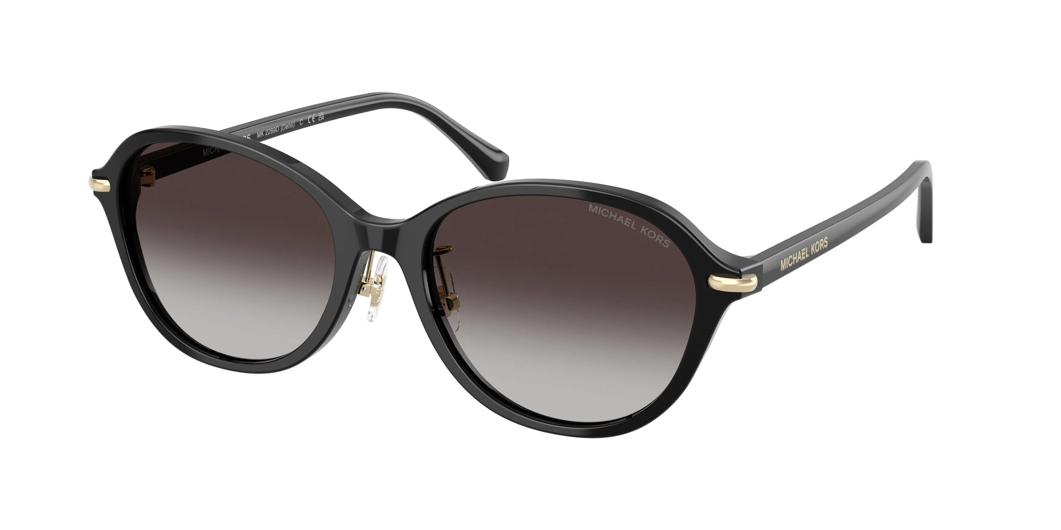 Michael Kors MK2289D DEHLI 30058G Occhiali da sole Acetato Nero Grigio Rotonda Normale Sfumato - immagine 1