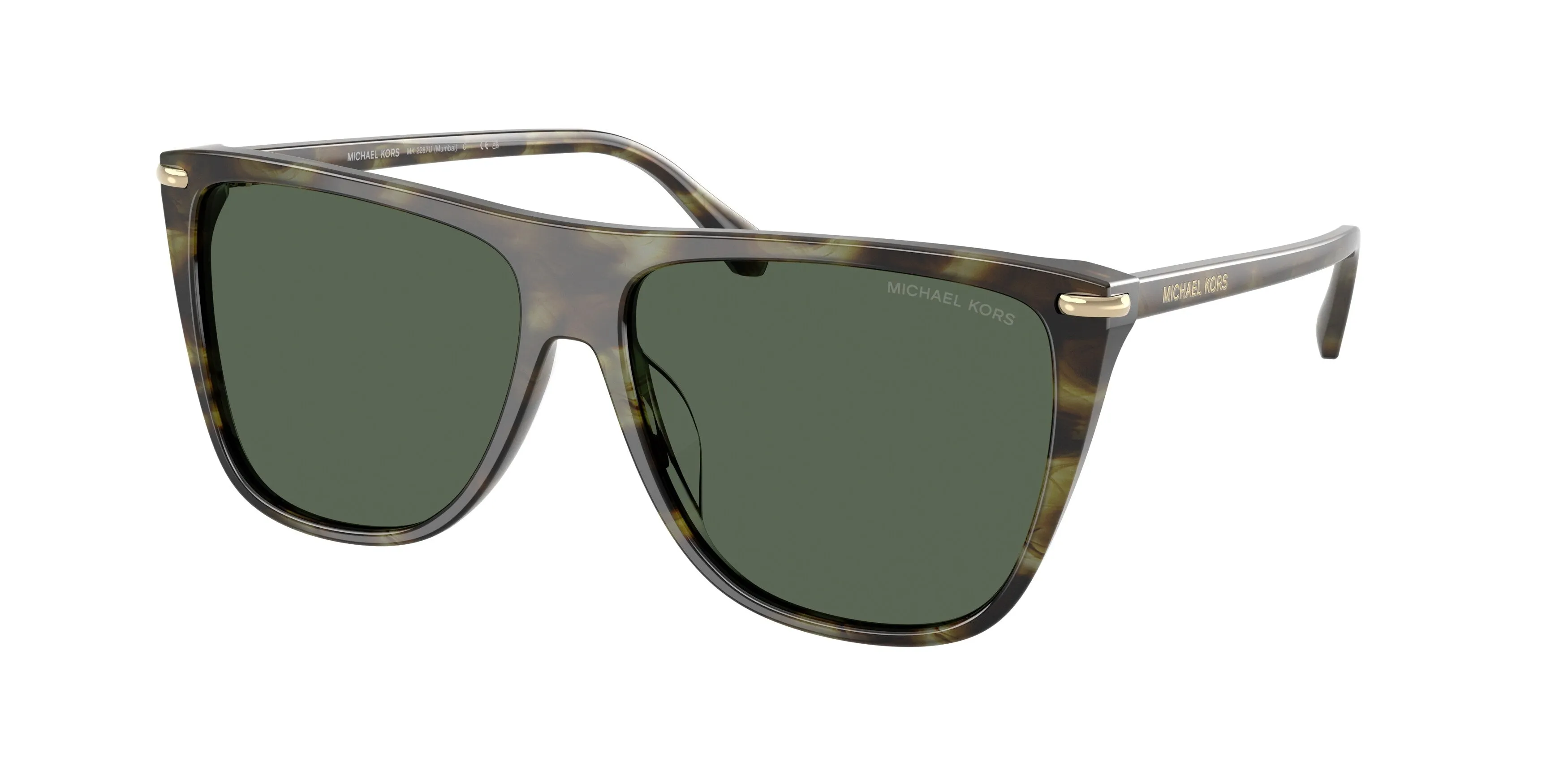 Michael Kors MK2287U MUMBAI 394771 Occhiali da sole Acetato Tartaruga Verde Squadrata Normale - immagine 1
