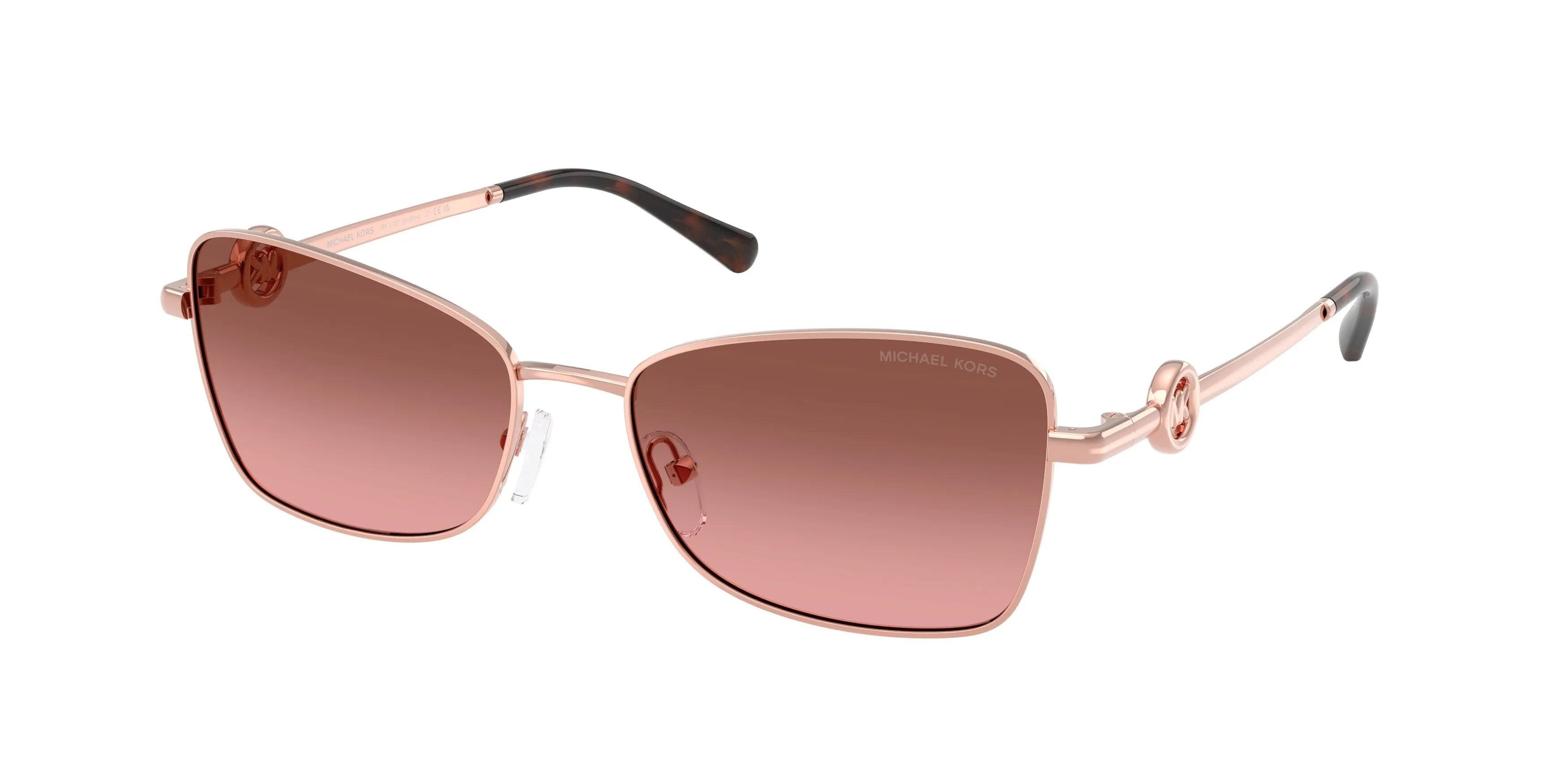 Michael Kors MK1187 ANDROS 110811 Occhiali da sole Metallo Oro Marrone Squadrata Normale Sfumato - immagine 1
