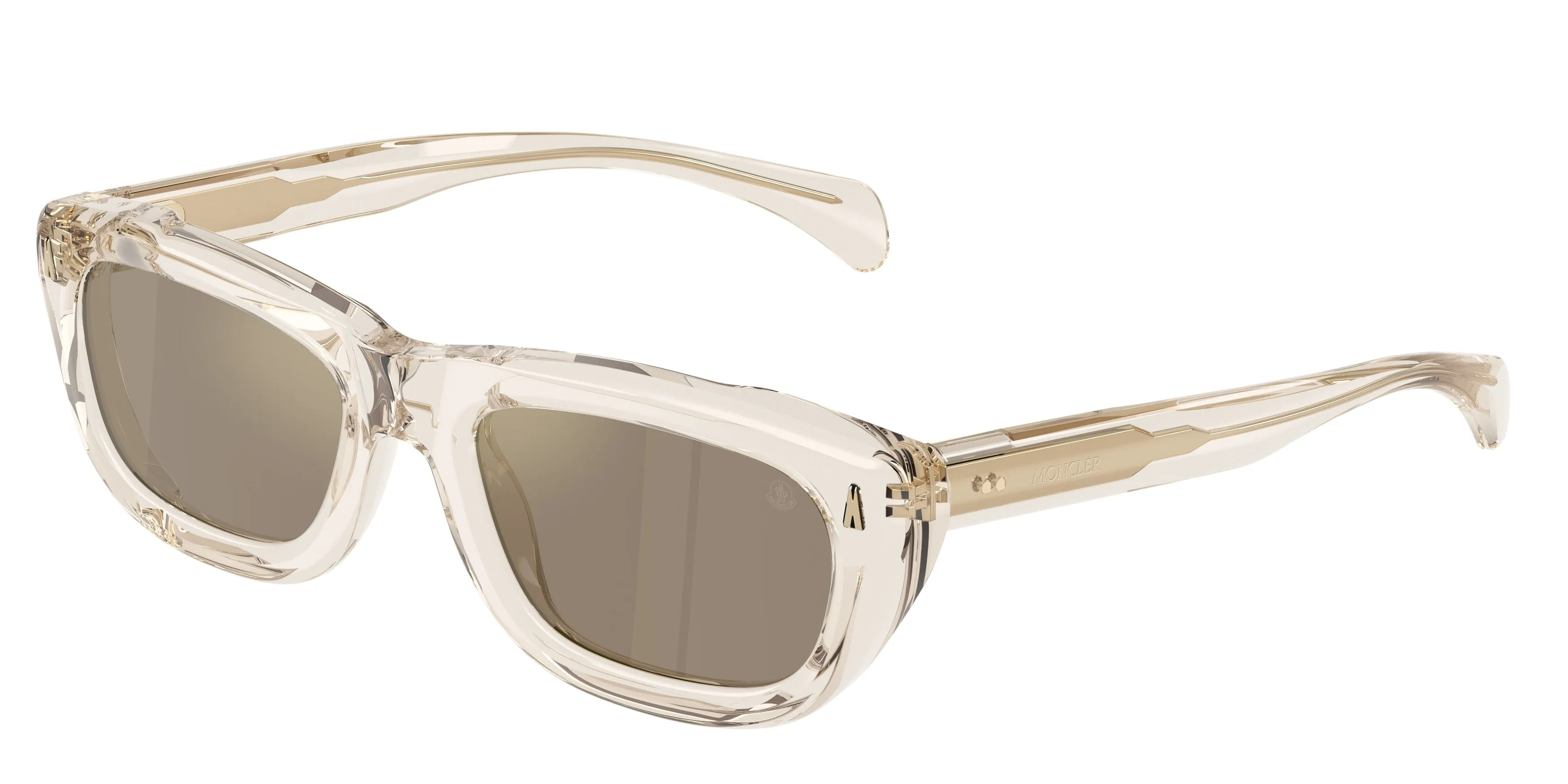 Moncler ME6037 LIDO 30035A Occhiali da sole Acetato Bianco Marrone Squadrata Specchiate - immagine 1