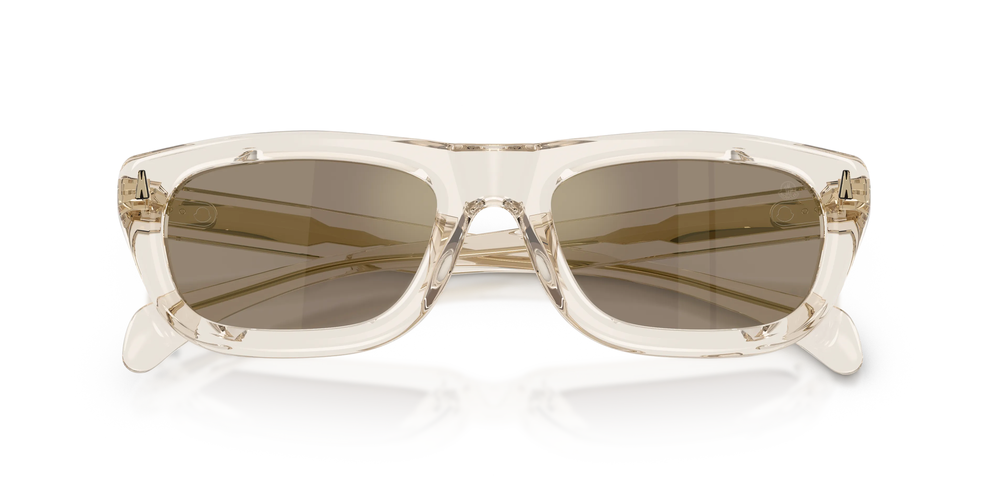 Moncler ME6037 LIDO 30035A Occhiali da sole Acetato Bianco Marrone Squadrata Specchiate - immagine 2
