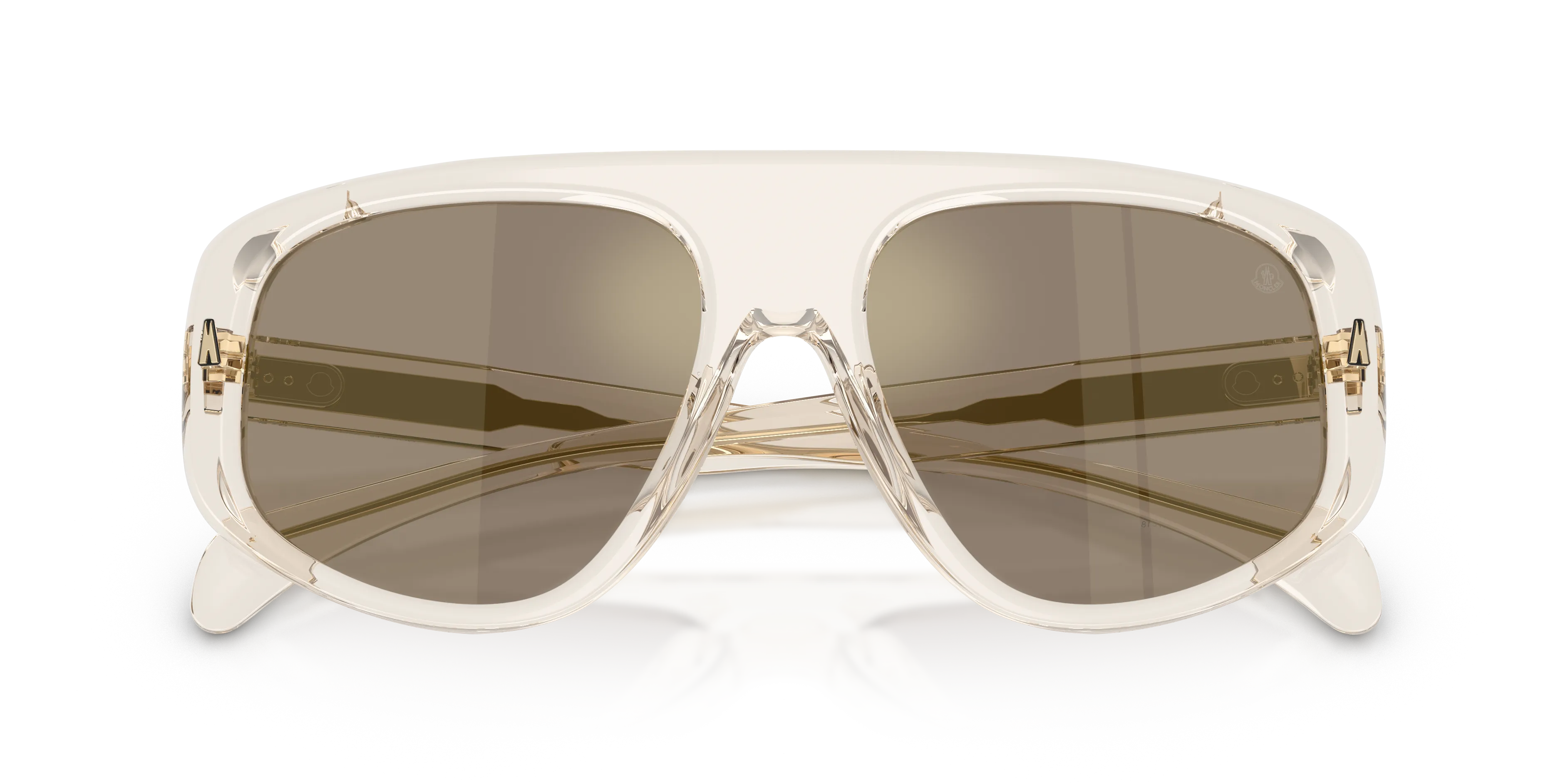 Moncler ME6035U AURON 30035A Occhiali da sole Acetato Bianco Marrone Pilot Specchiate - immagine 2
