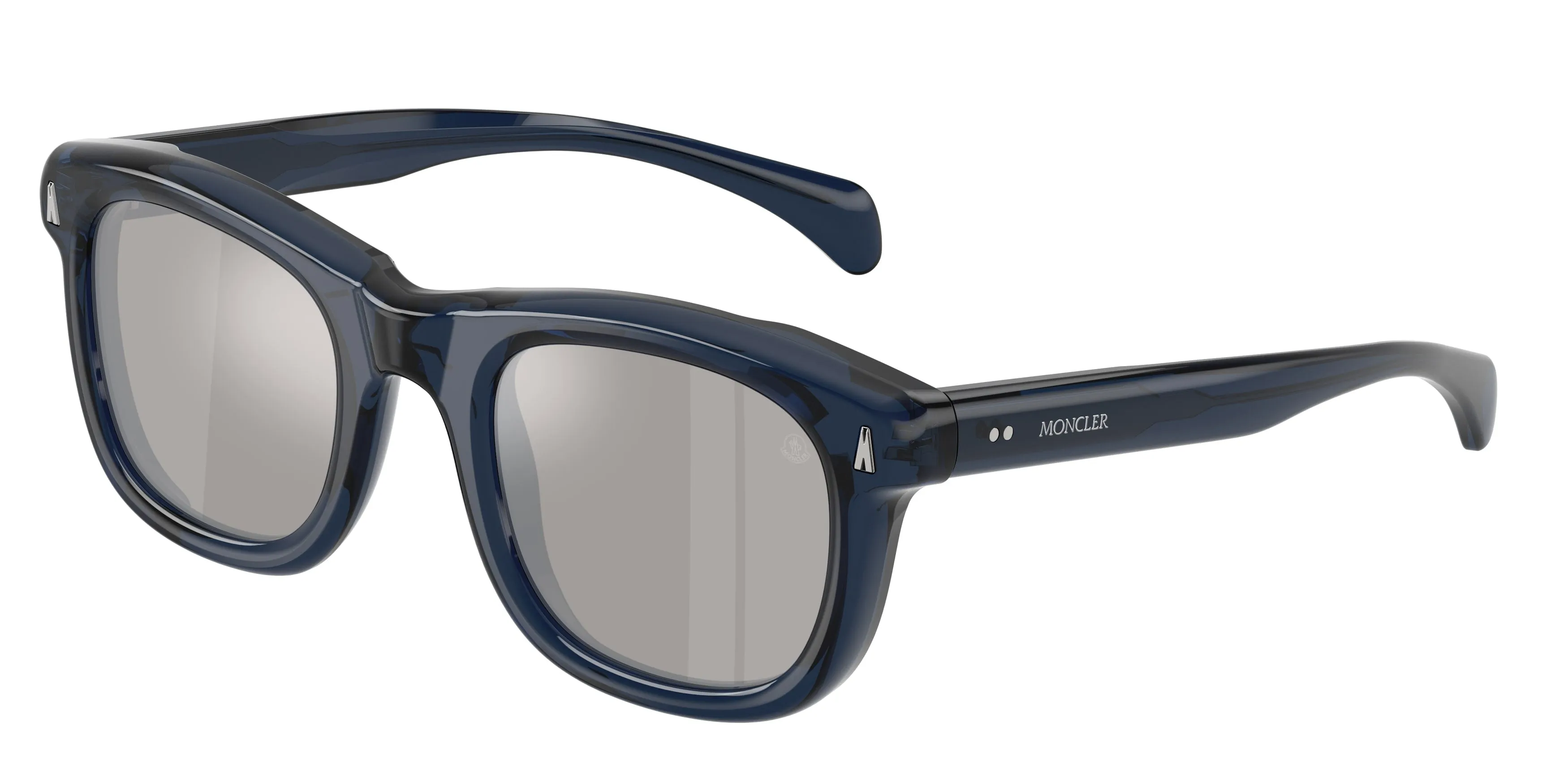 Moncler ME6034 NOIRR 30206G Occhiali da sole Acetato Blu Argento Squadrata Normale - immagine 1
