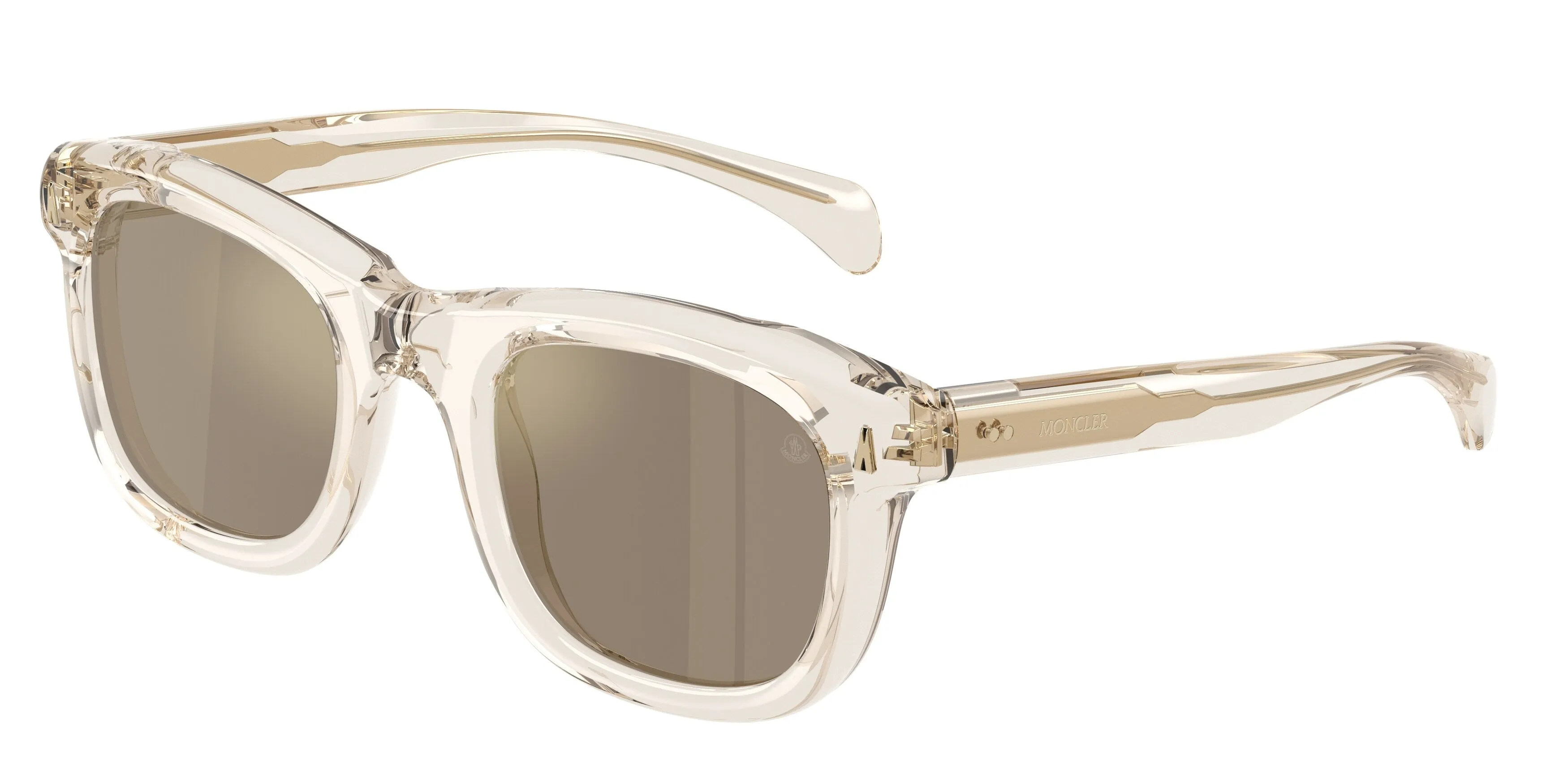 Moncler ME6034 NOIRR 30035A Occhiali da sole Acetato Bianco Marrone Squadrata Specchiate - immagine 1