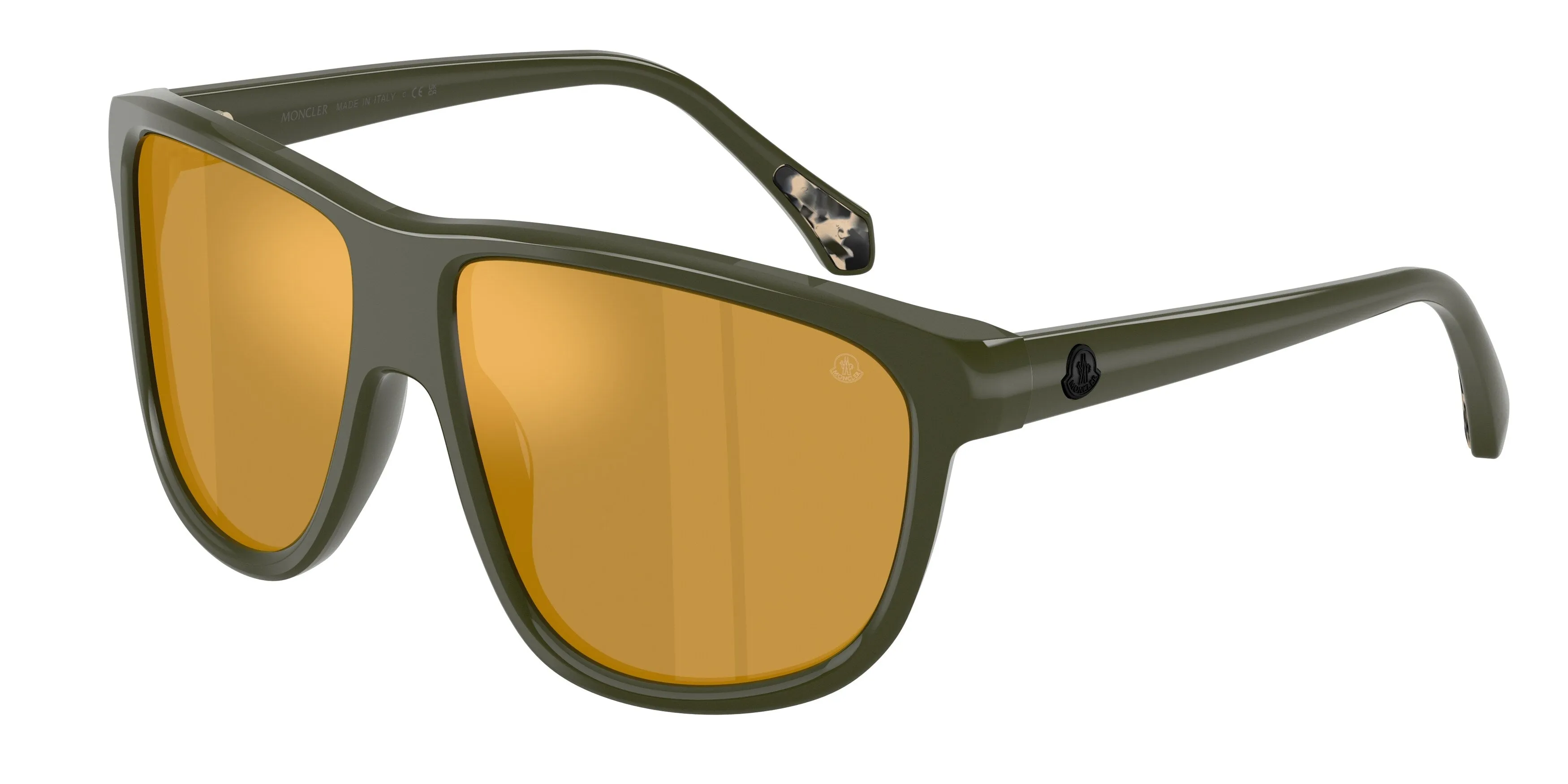 Moncler ME6032U 30525A Occhiali da sole Acetato Verde Marrone Squadrata Specchiate - immagine 1