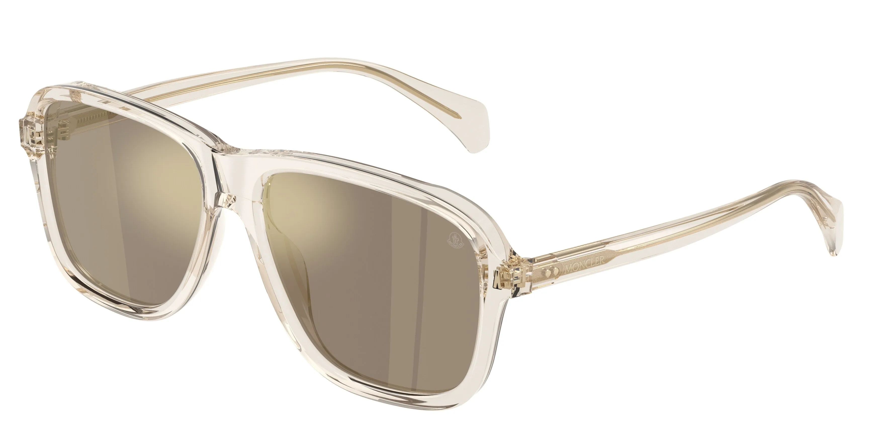 Moncler ME6030 REFRAX 30035A Occhiali da sole Acetato Bianco Marrone Pillow Specchiate - immagine 1