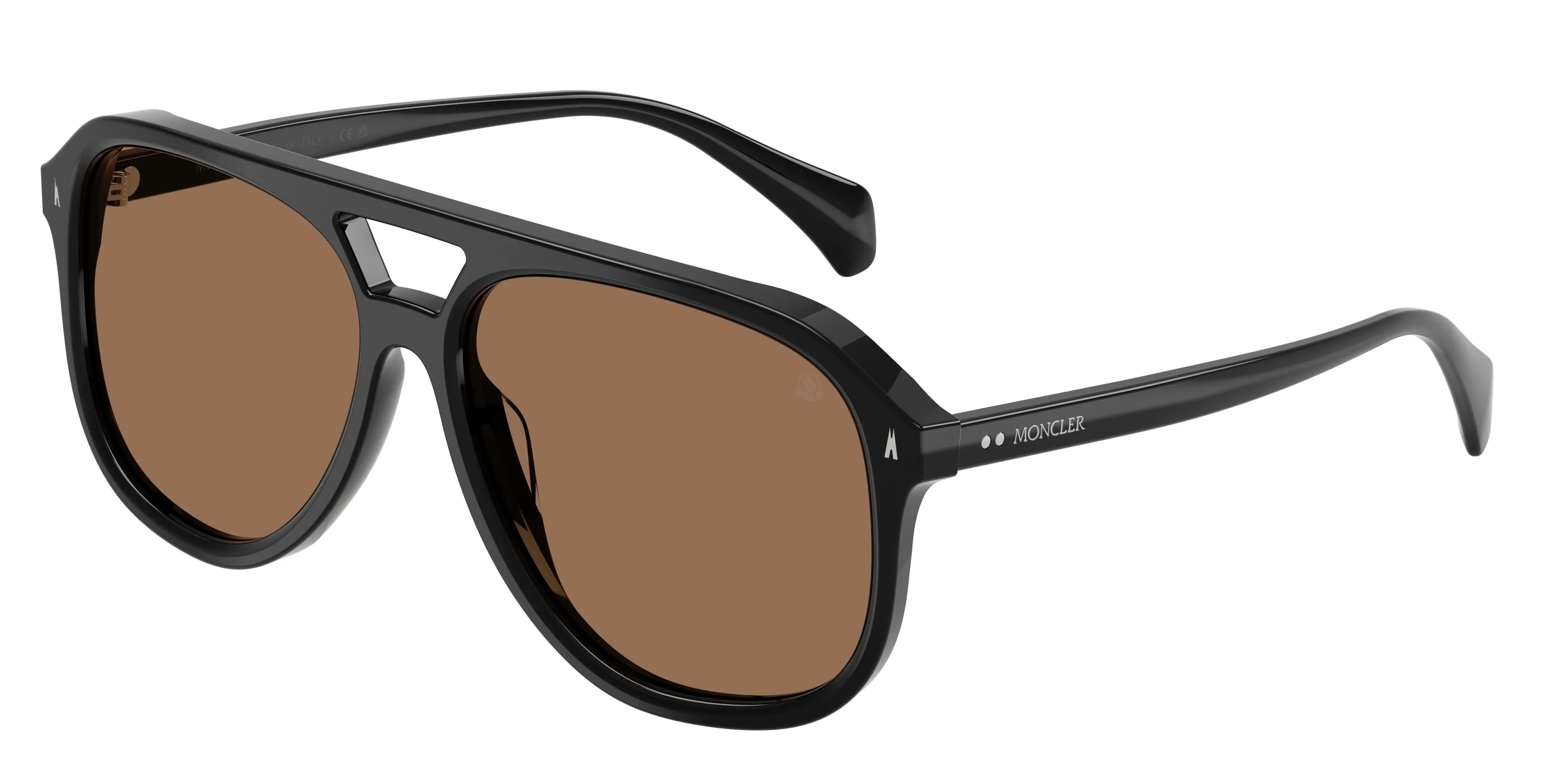 Moncler ME6028 FLUXE 300173 Occhiali da sole Acetato Nero Marrone Pilot Normale - immagine 1