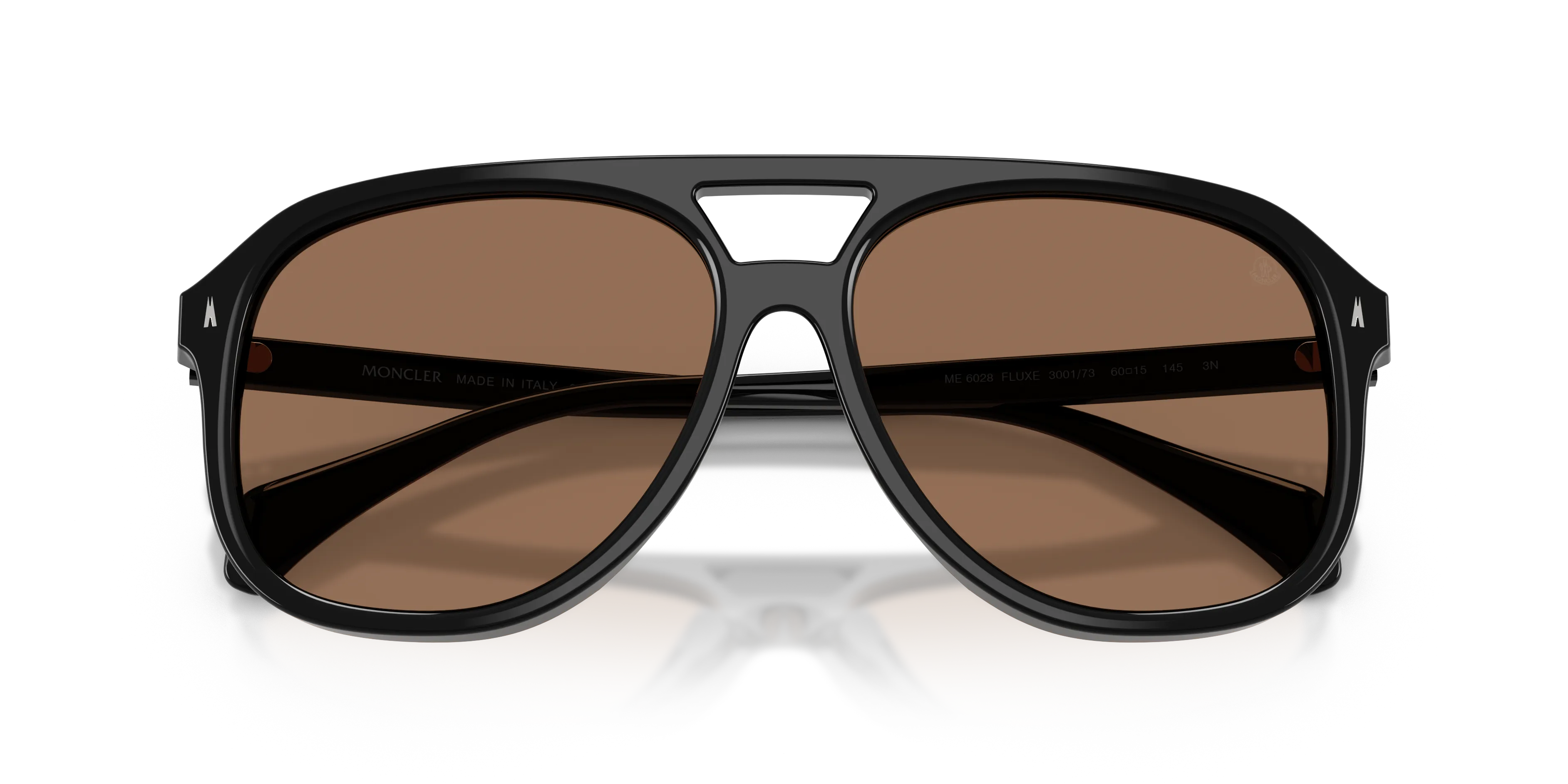Moncler ME6028 FLUXE 300173 Occhiali da sole Acetato Nero Marrone Pilot Normale - immagine 2