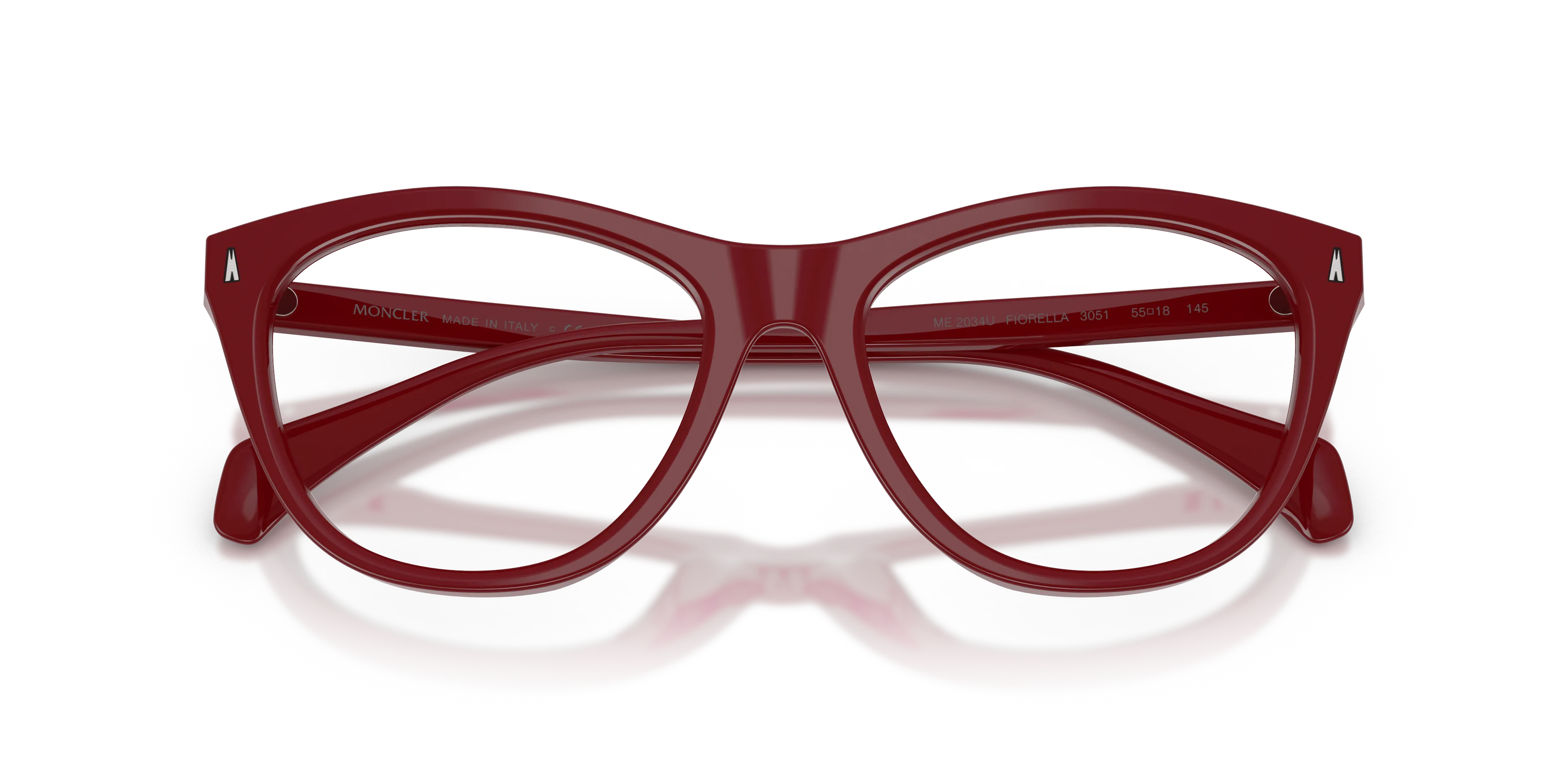 Moncler ME2034U FIORELLA 3051 Montature da vista Acetato Rosso Trasparente Cat Eye Normale - immagine 2