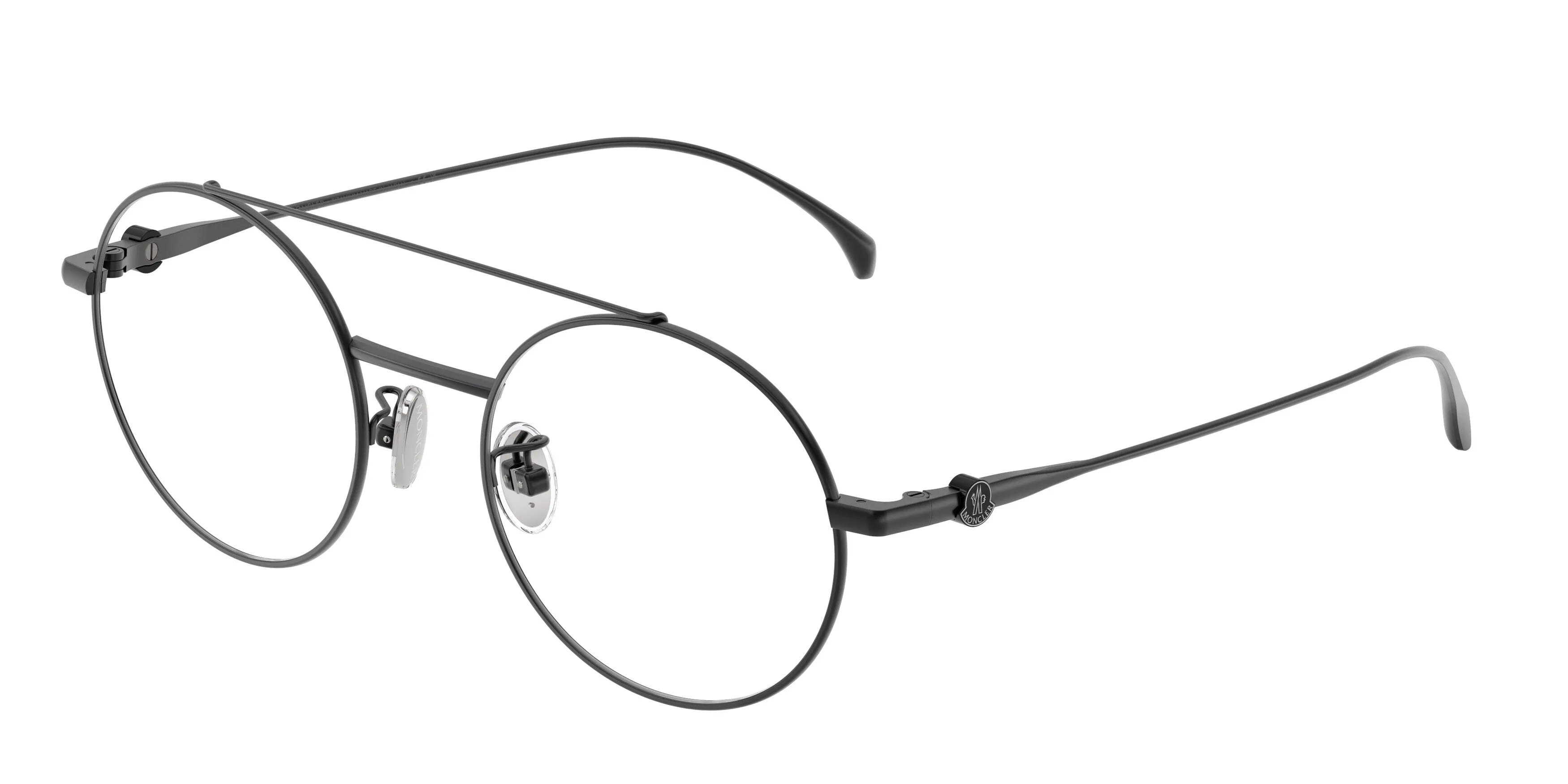 Moncler ME1019T 1001 Montature da vista Titanio Nero Trasparente Rotonda Normale - immagine 1