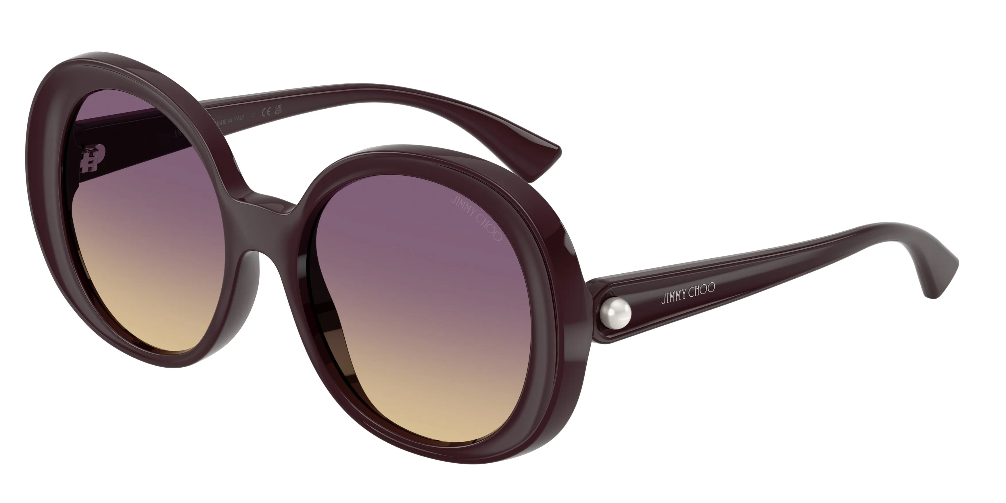 Jimmy Choo JC6004HU 507570 Occhiali da sole Iniettato Viola Giallo Rotonda Normale Sfumato - immagine 1