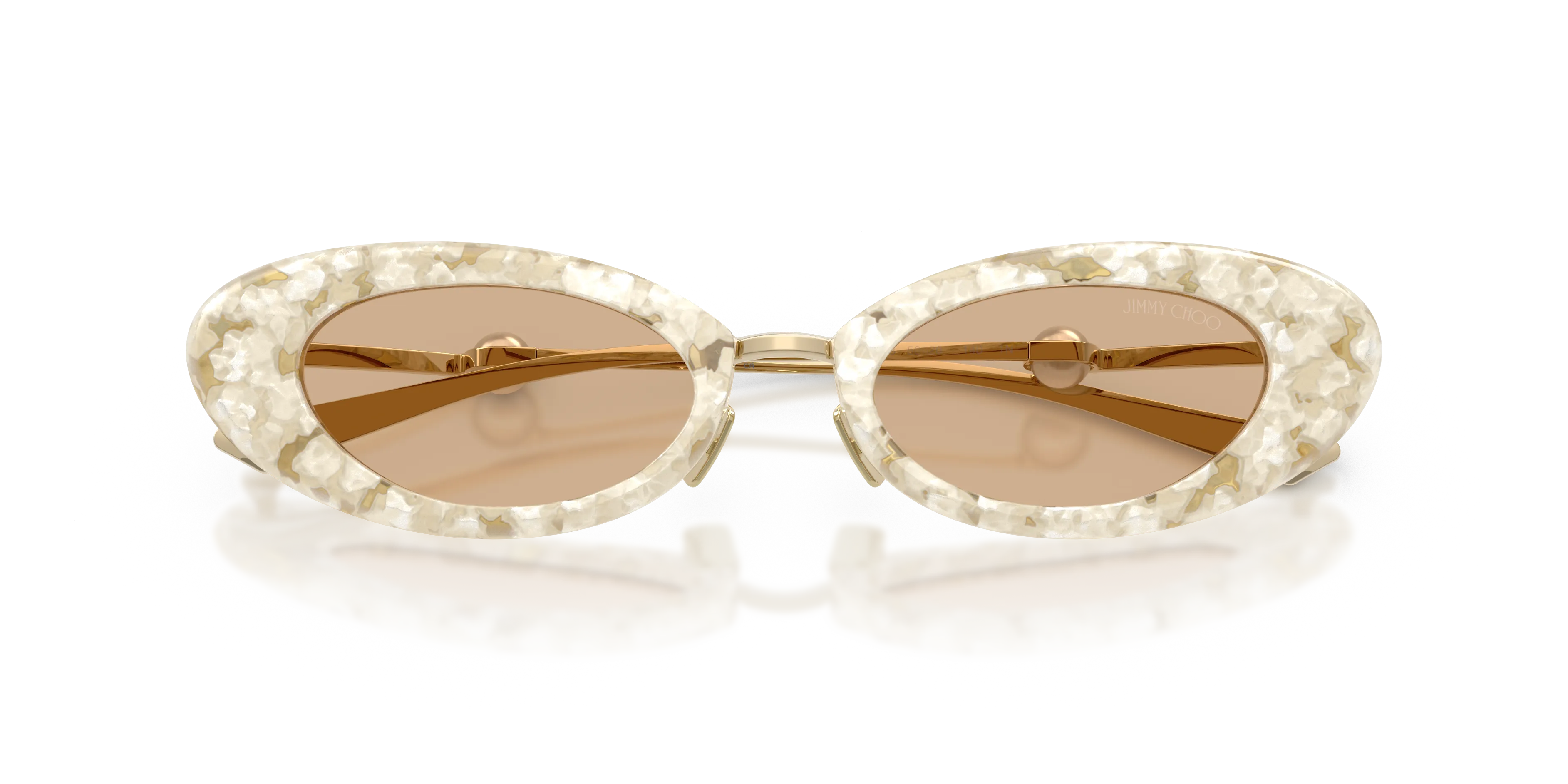 Jimmy Choo JC5072H 512673 Occhiali da sole Acetato Bianco Marrone Rotonda Normale - immagine 2