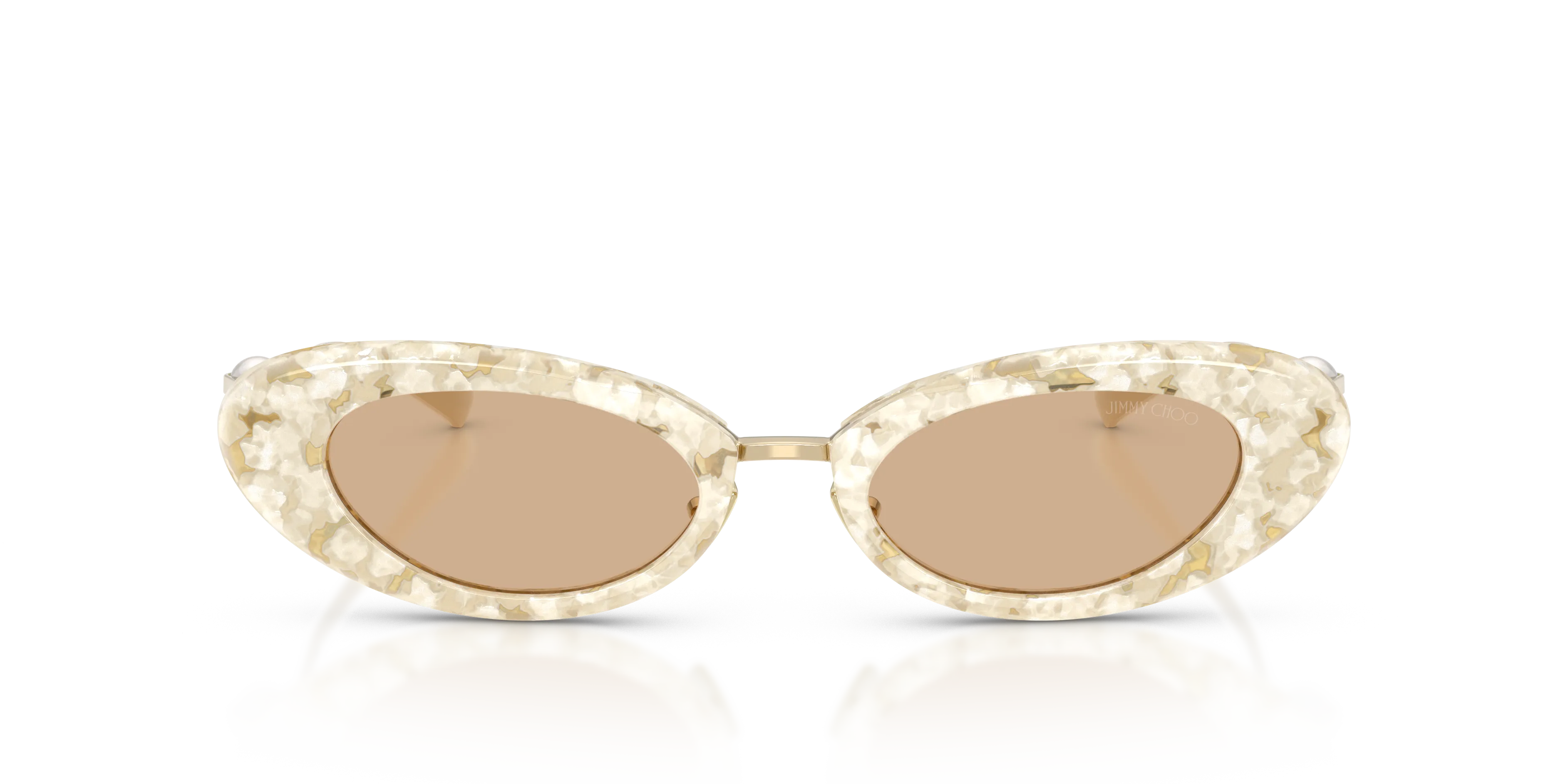 Jimmy Choo JC5072H 512673 Occhiali da sole Acetato Bianco Marrone Rotonda Normale - immagine 3