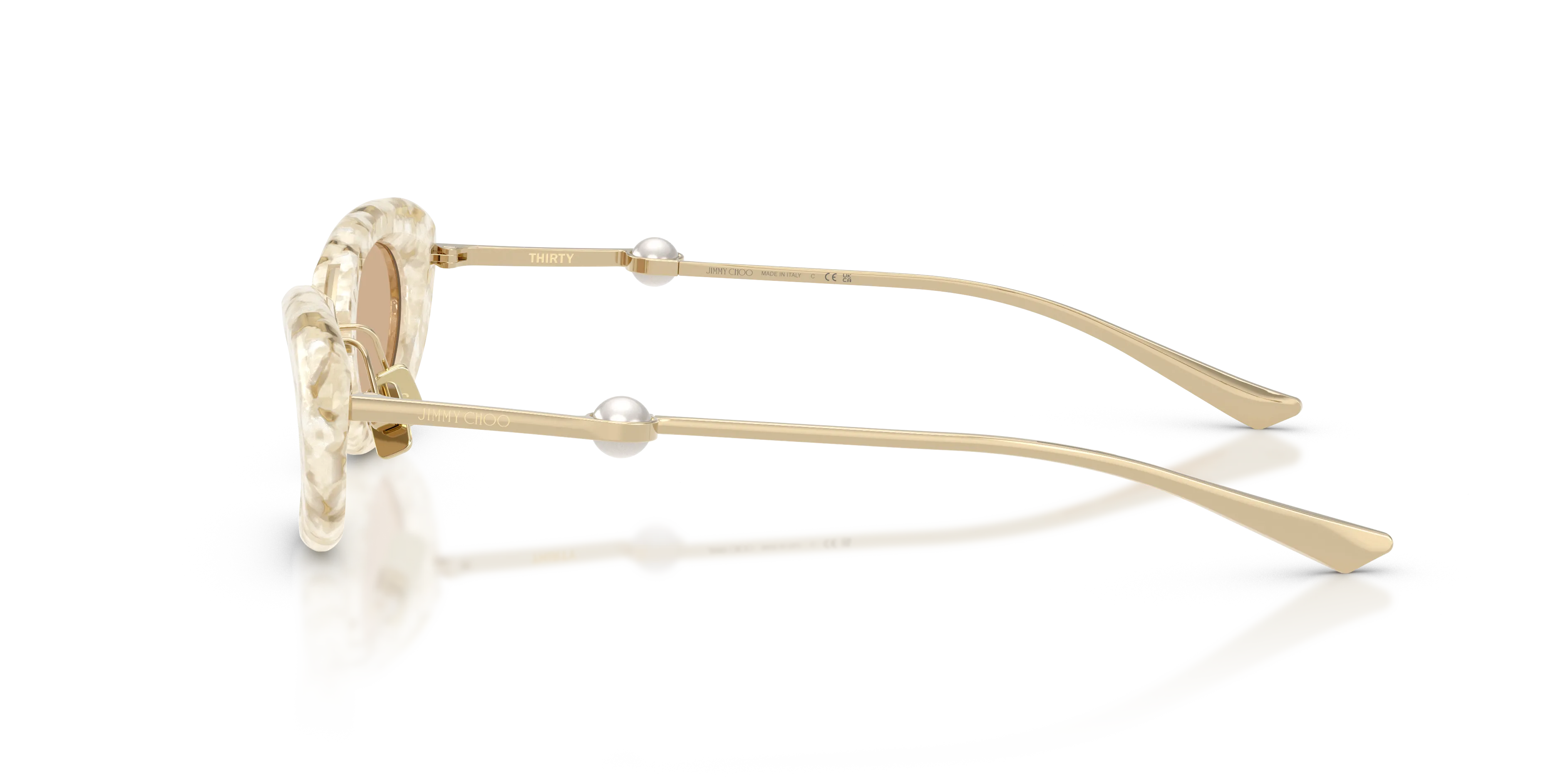 Jimmy Choo JC5072H 512673 Occhiali da sole Acetato Bianco Marrone Rotonda Normale - immagine 4