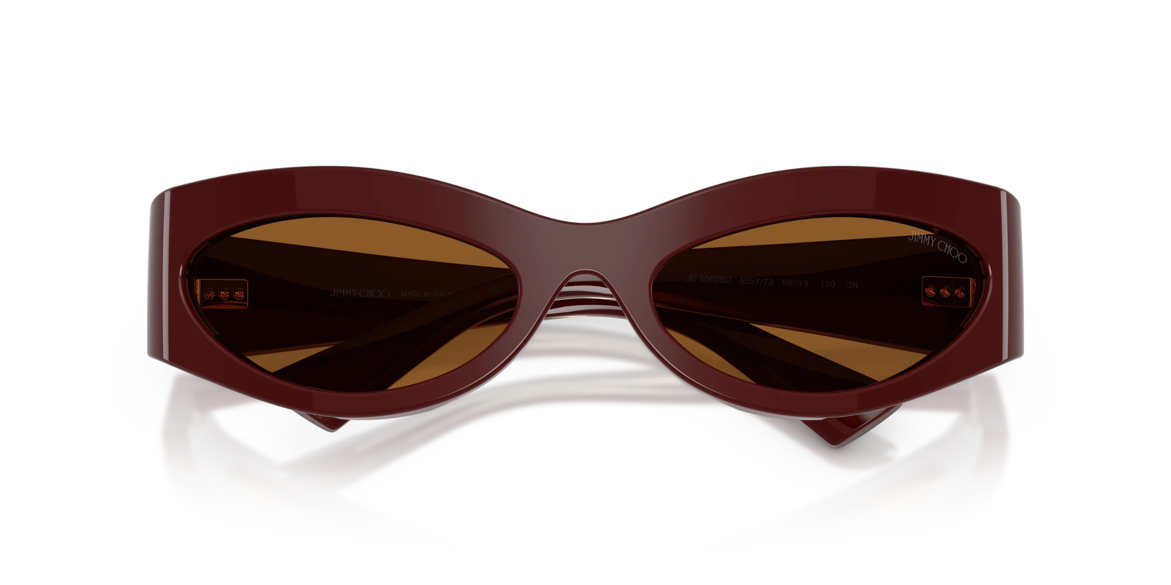Jimmy Choo JC5069BU 505773 Occhiali da sole Acetato Rosso Marrone Cat Eye Normale - immagine 2