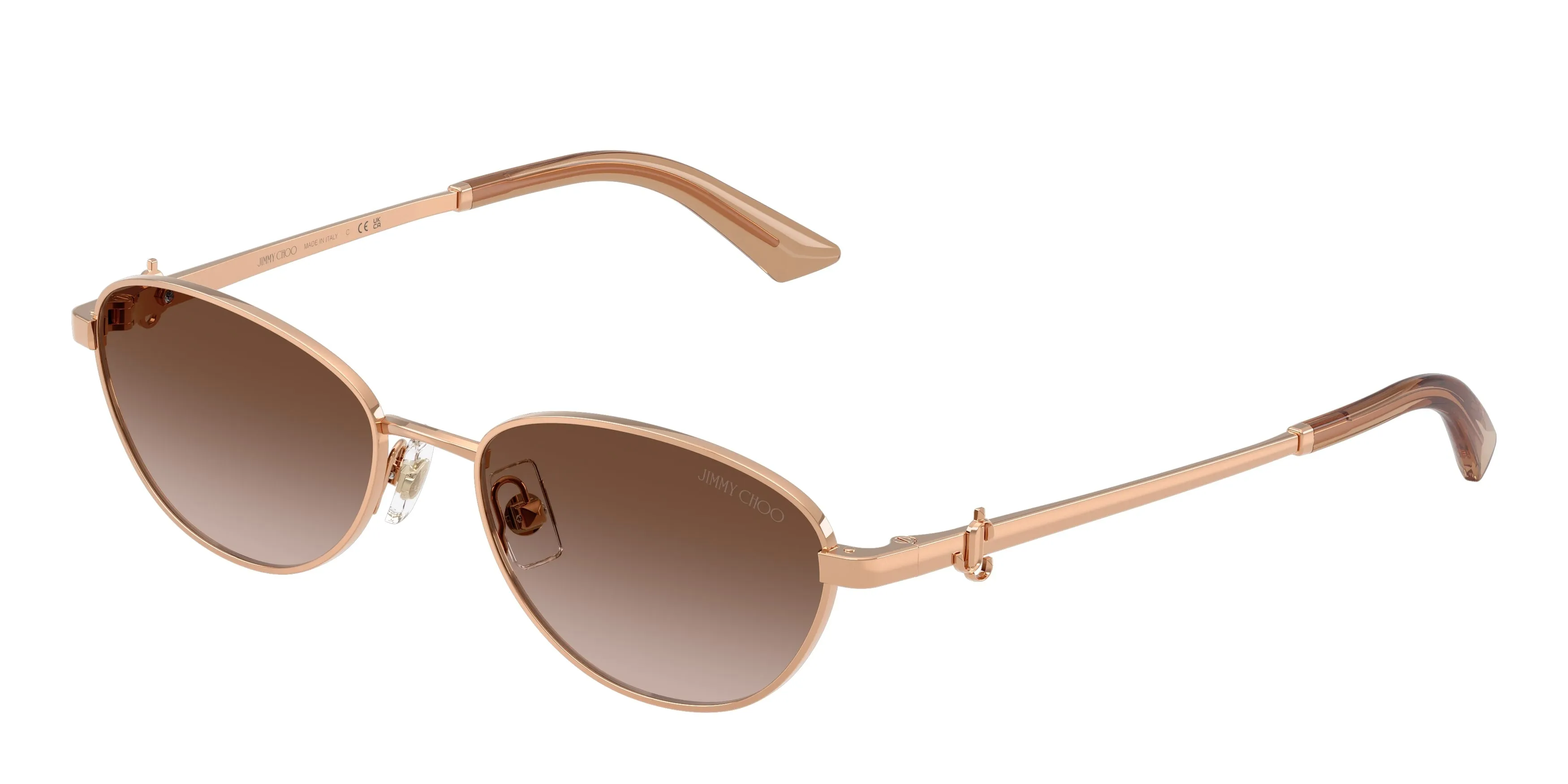 Jimmy Choo JC4032BD 300813 Occhiali da sole Acciaio Oro Marrone Rotonda Normale Sfumato - immagine 1